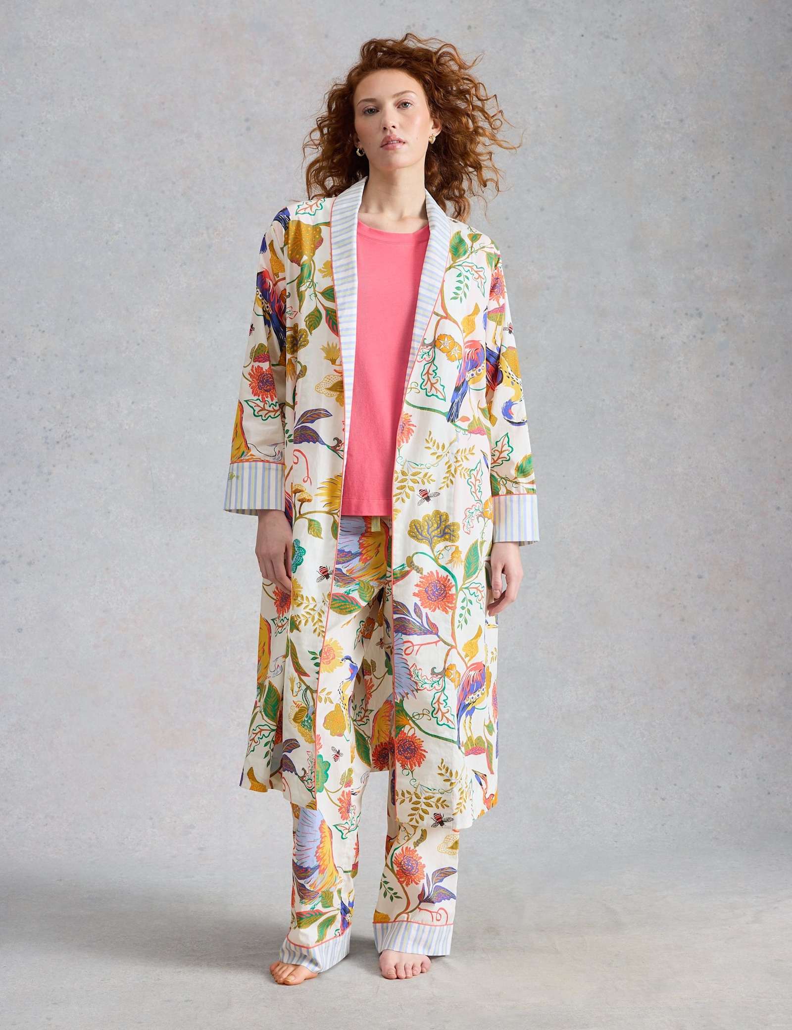 Pure Cotton Printed Tie Robe - image 2