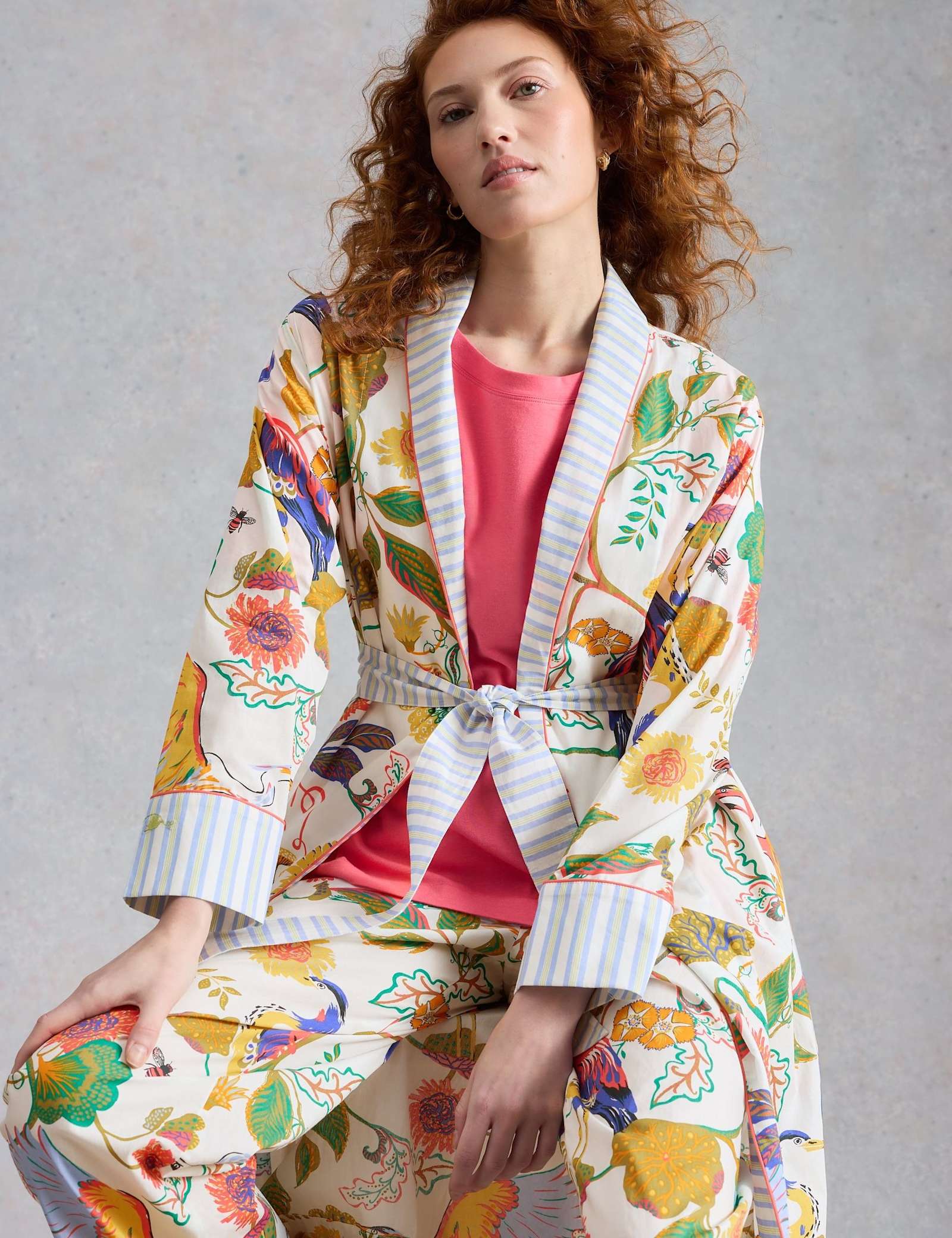 Pure Cotton Printed Tie Robe - image 5