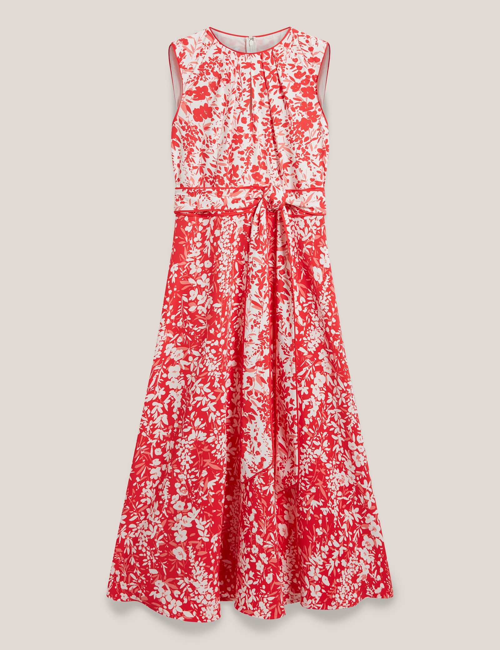 Floral Tie Waist Midi Waisted Dress - image 1