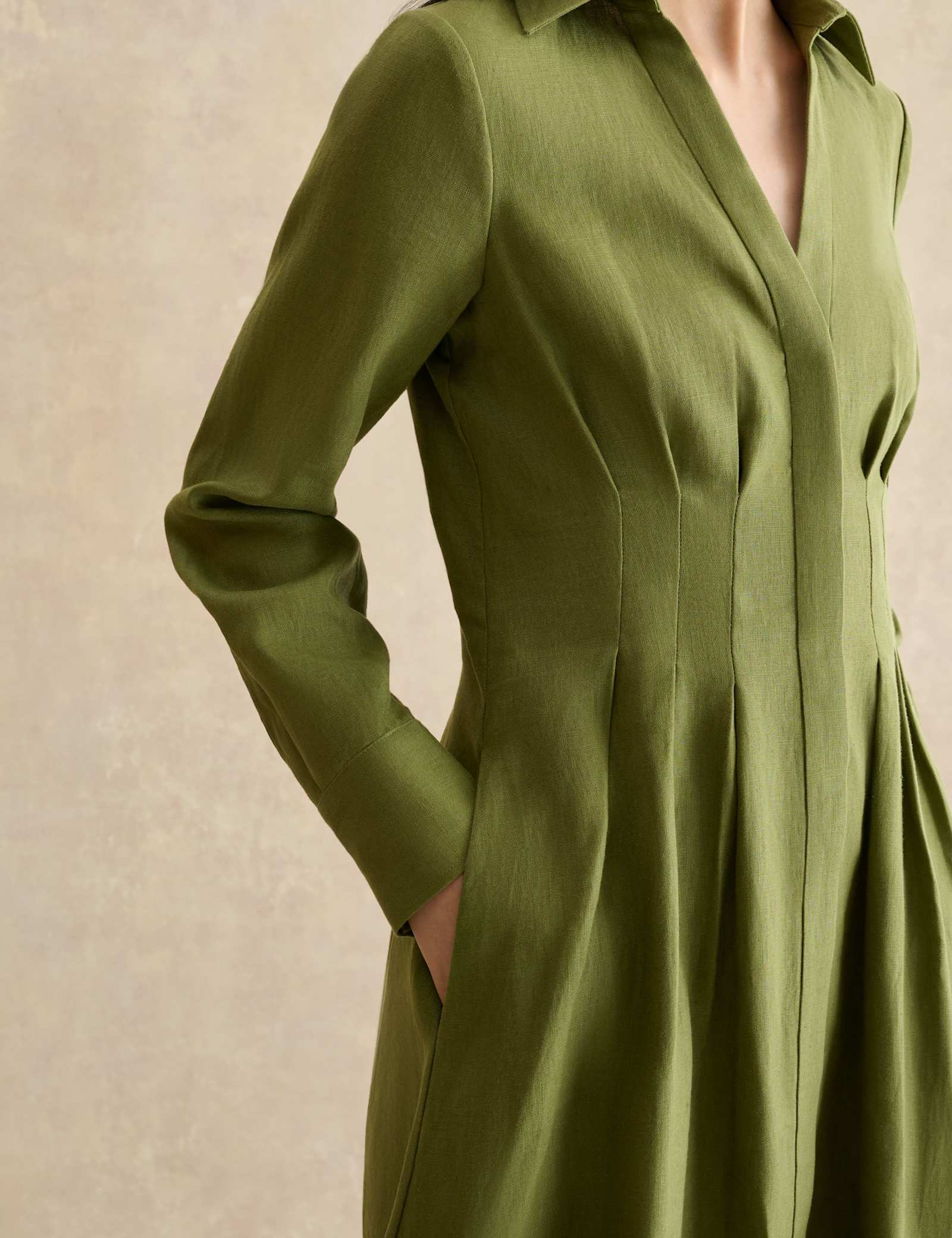 Pure Linen Midi Waisted Dress - image 3