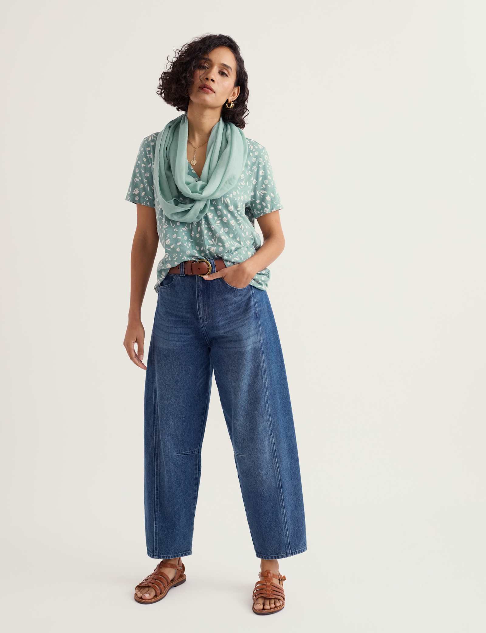 Cotton Rich Floral Pleat Detail Top - image 2