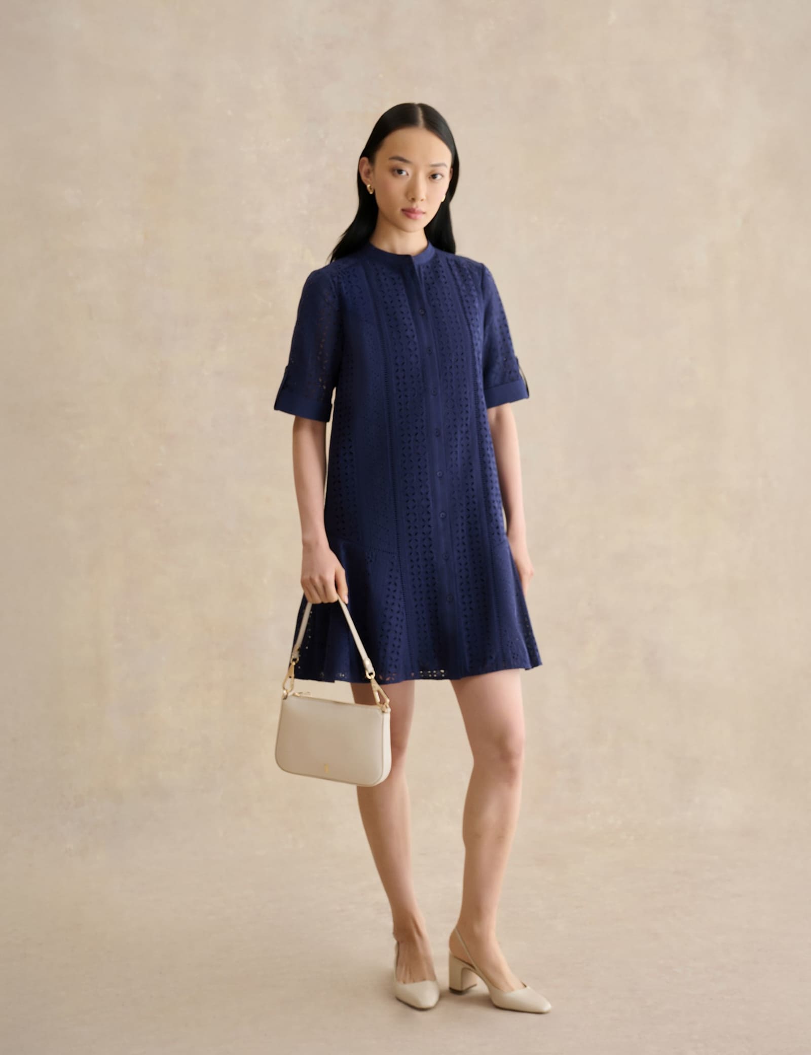 Pure Cotton Broderie Mini Shift Dress - image 3