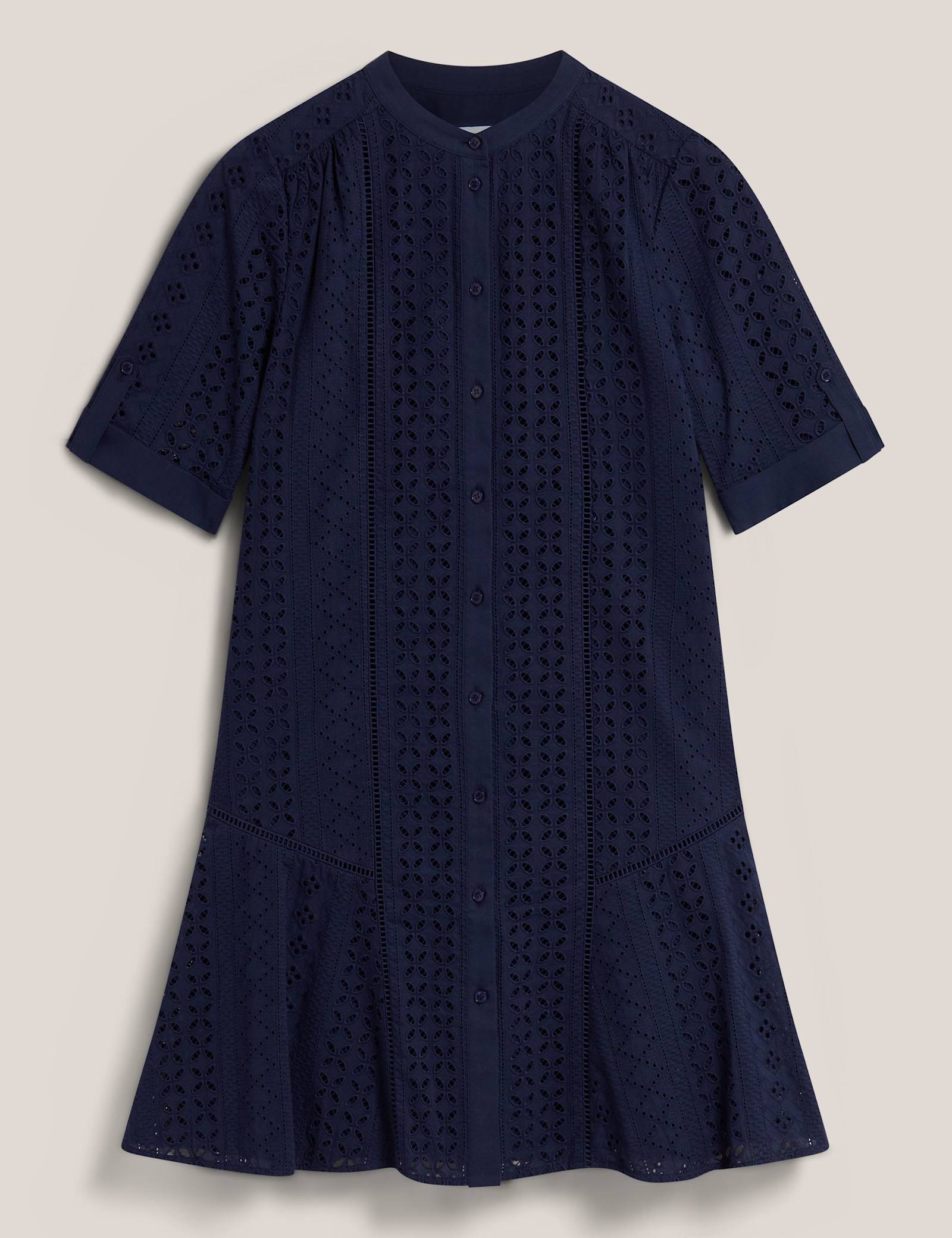 Pure Cotton Broderie Mini Shift Dress - image 1