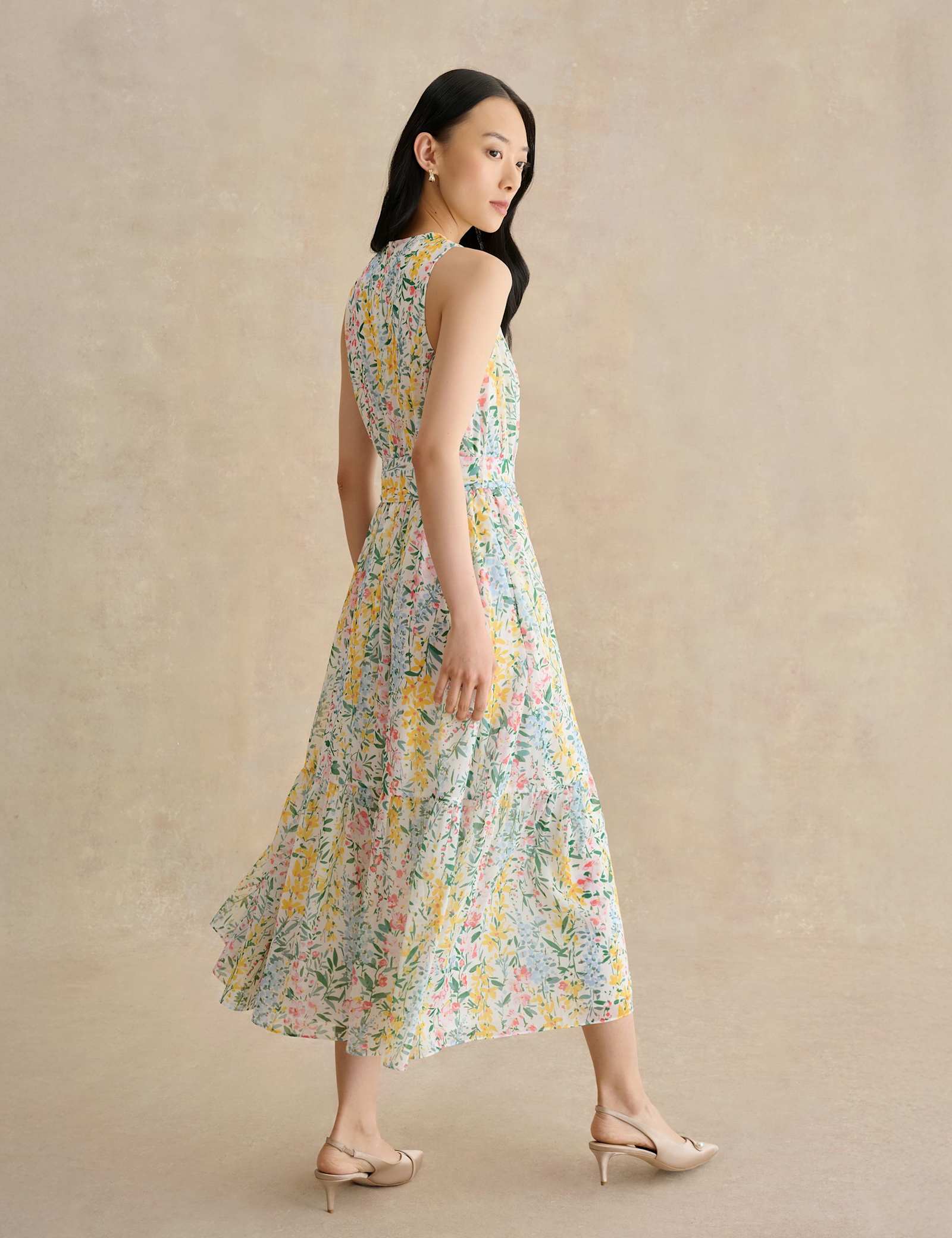 Floral Belted Midi Waisted Dress - image 5