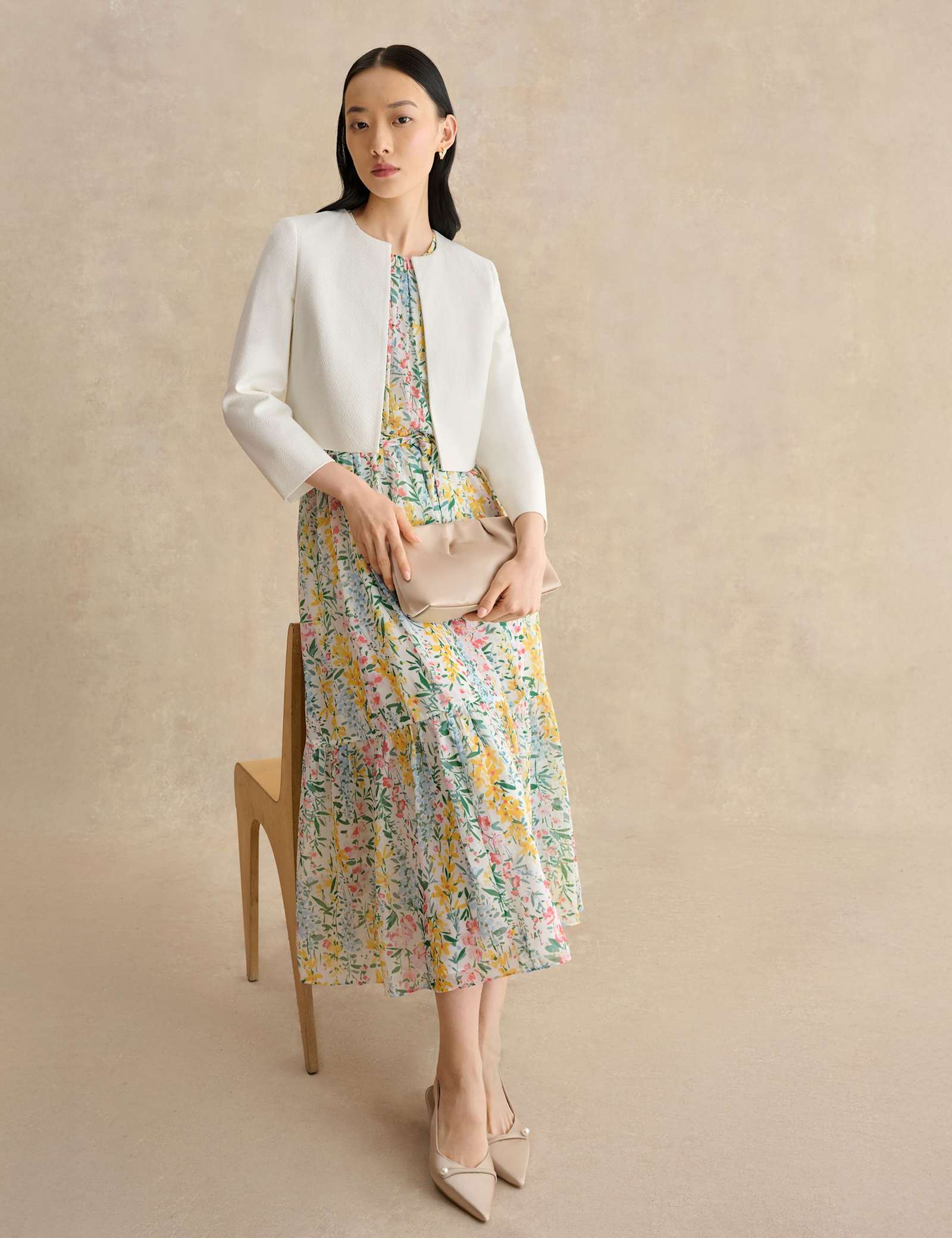Floral Belted Midi Waisted Dress - image 4