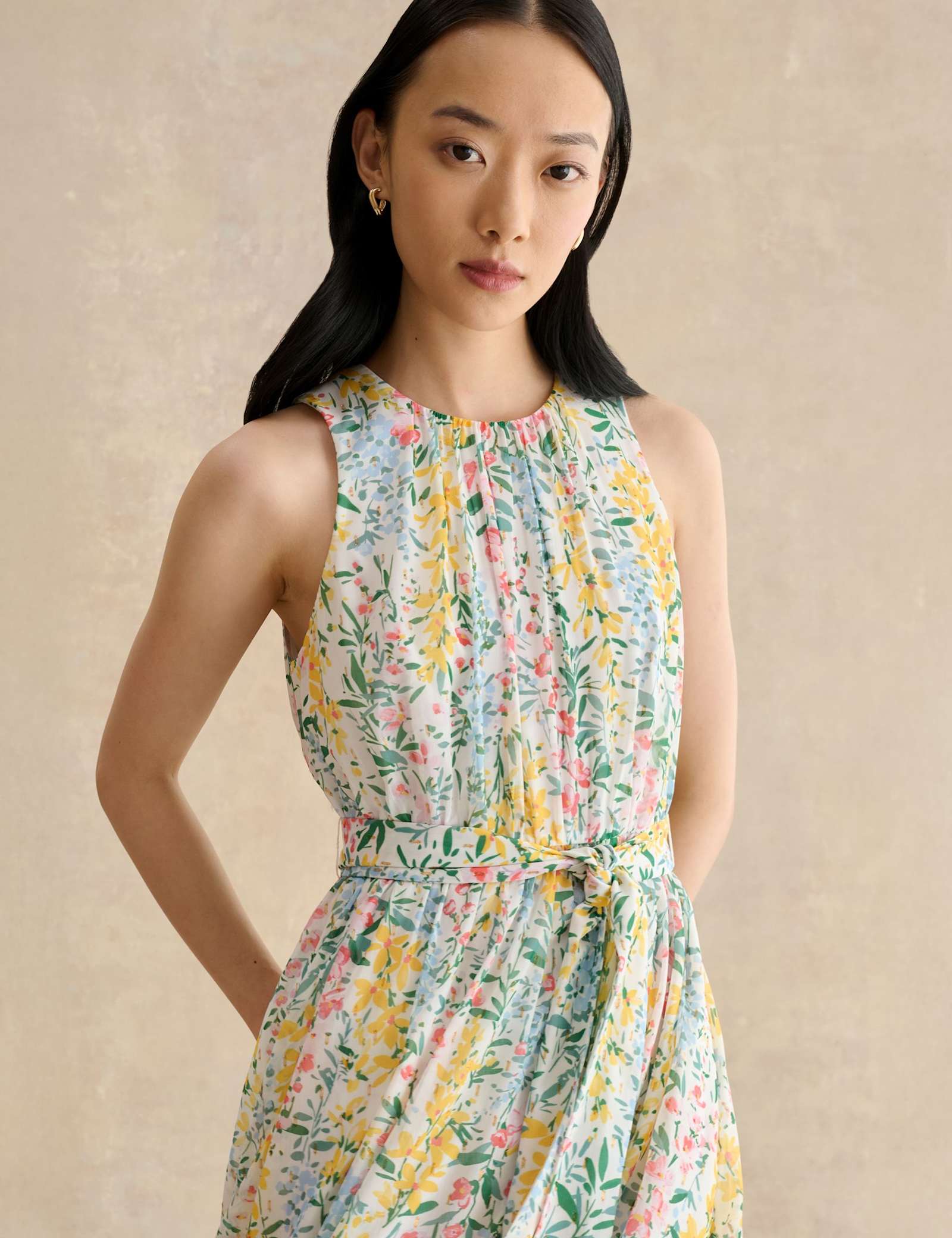 Floral Belted Midi Waisted Dress - image 3