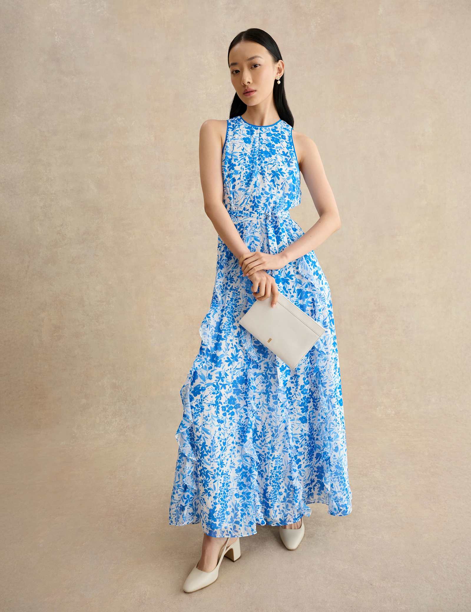 Floral Belted Ruffle Maxi Waisted Dress - image 5
