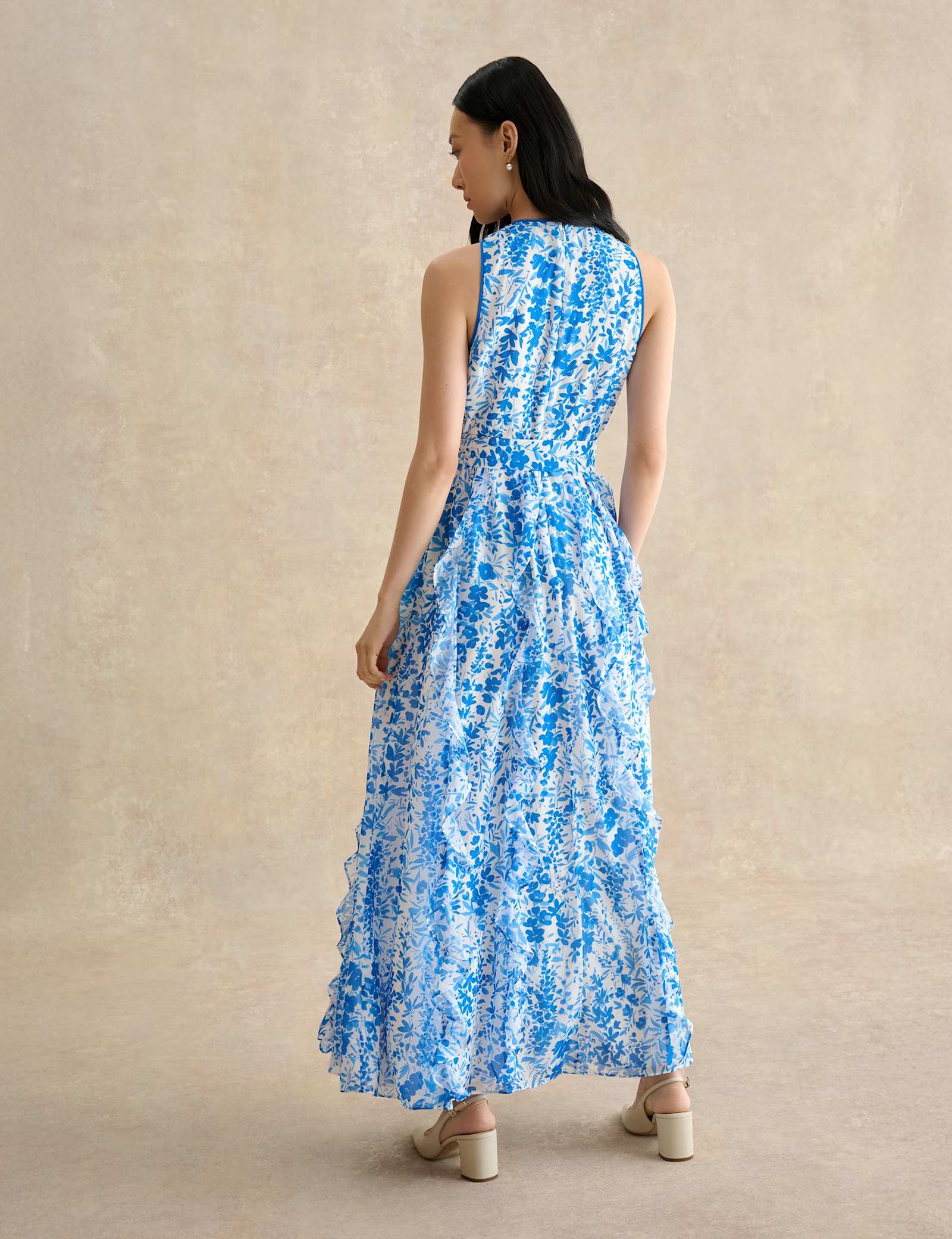 Floral Belted Ruffle Maxi Waisted Dress - image 4