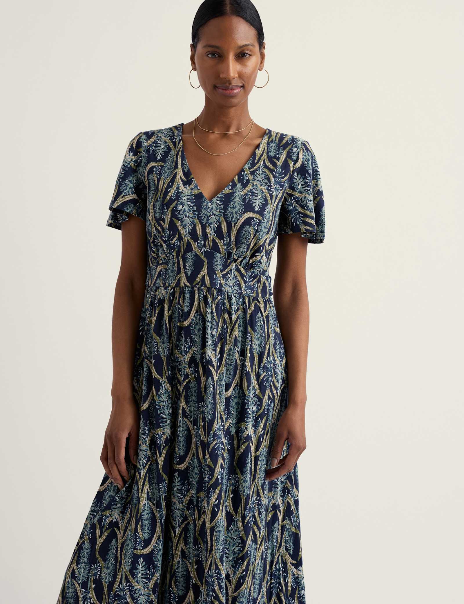 Pure Cotton Jersey Printed Midi Tea Dress - image 4