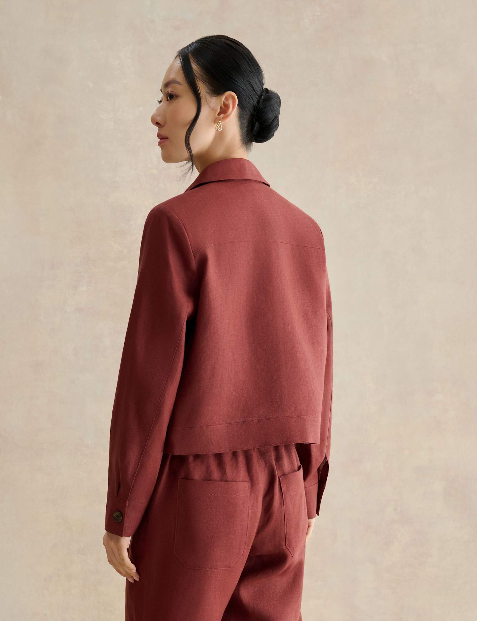 Pure Linen Collared Jacket - image 4