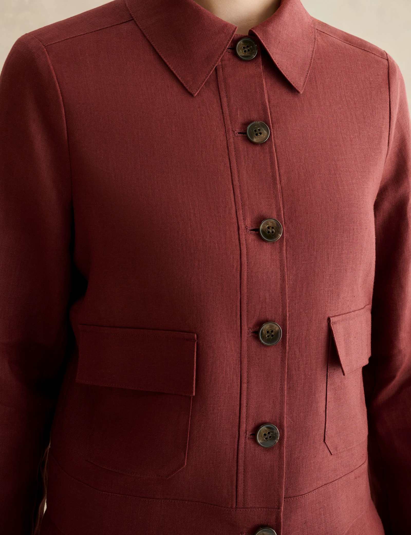 Pure Linen Collared Jacket - image 3