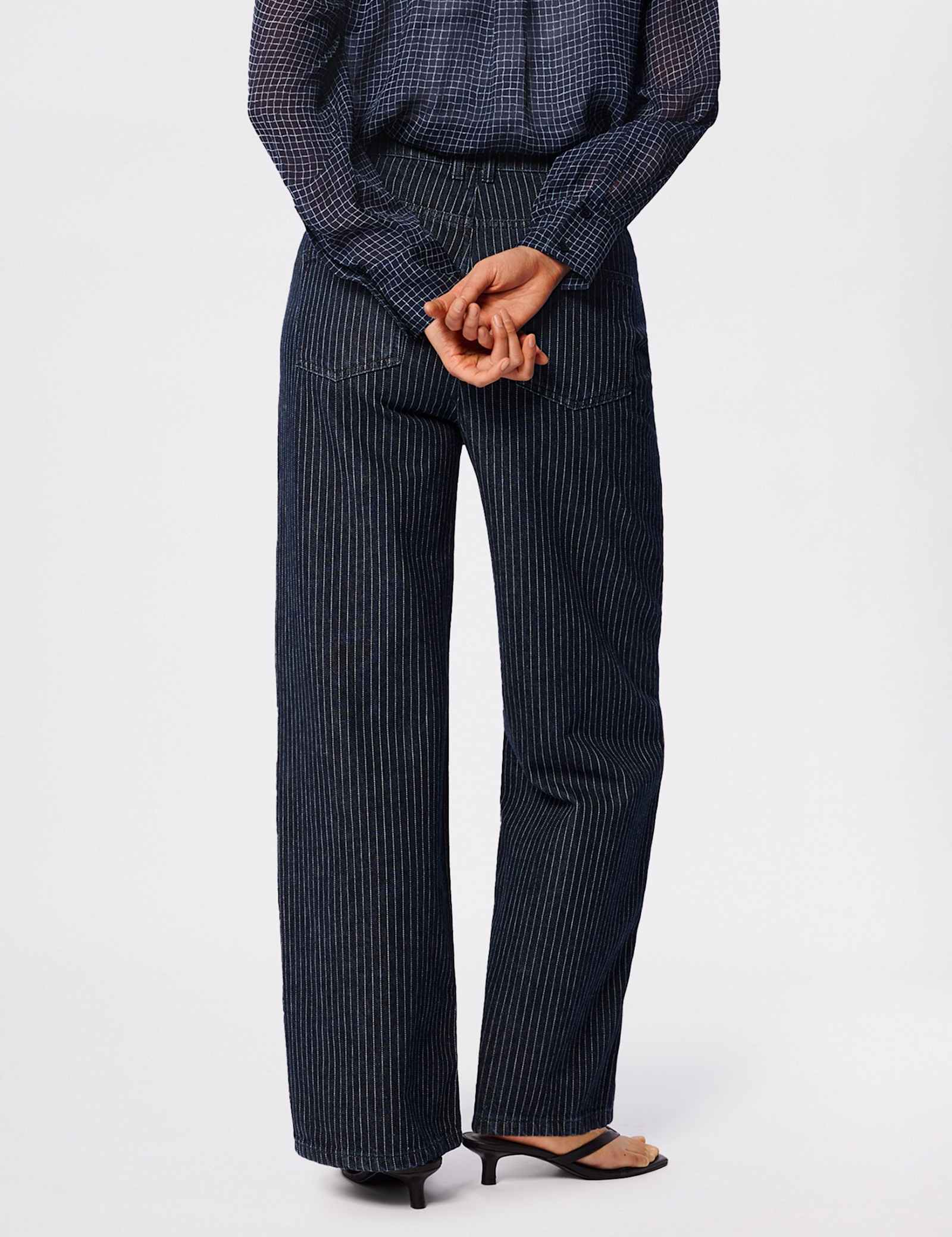 Striped High Waisted Straight Leg Jeans - image 5
