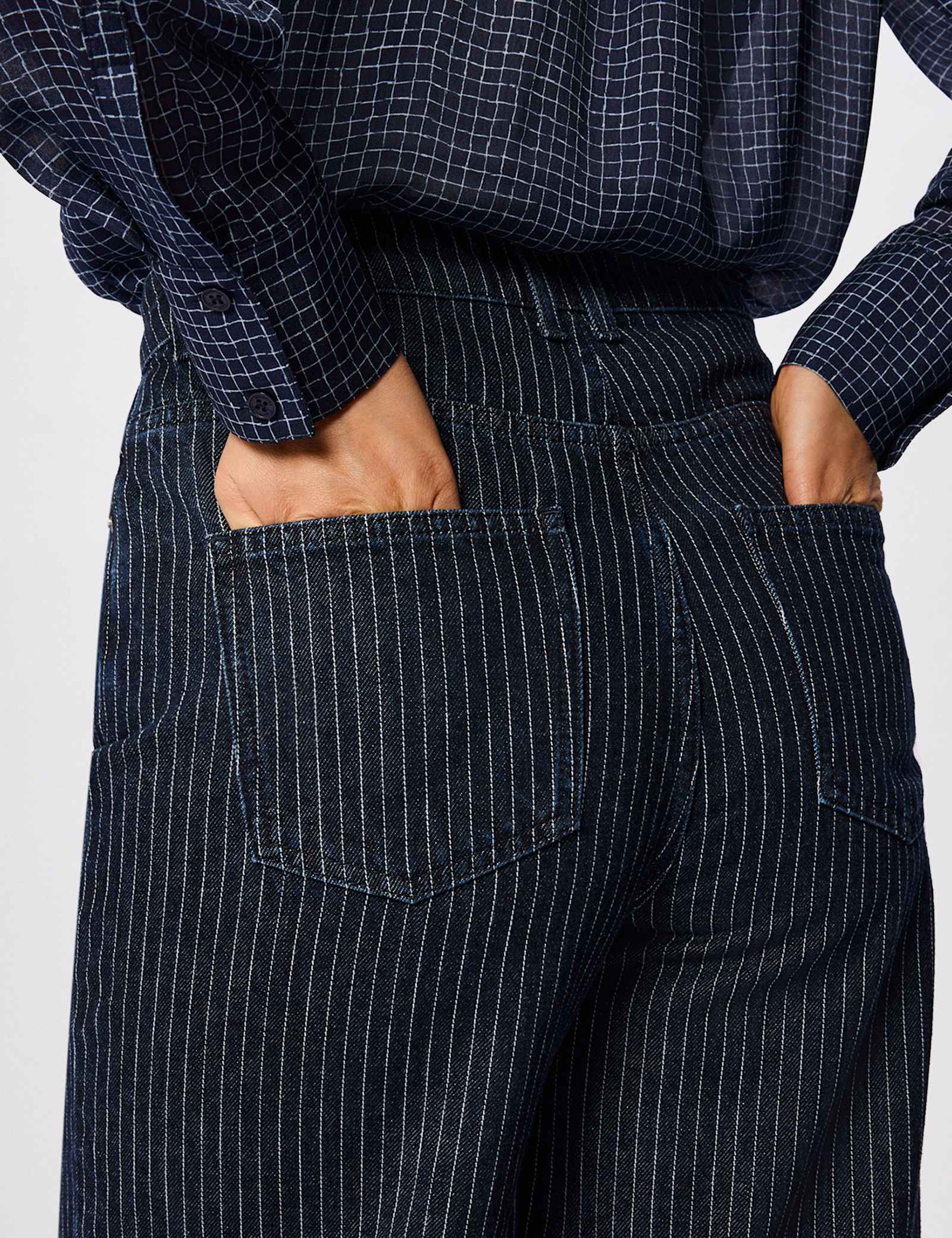 Striped High Waisted Straight Leg Jeans - image 4