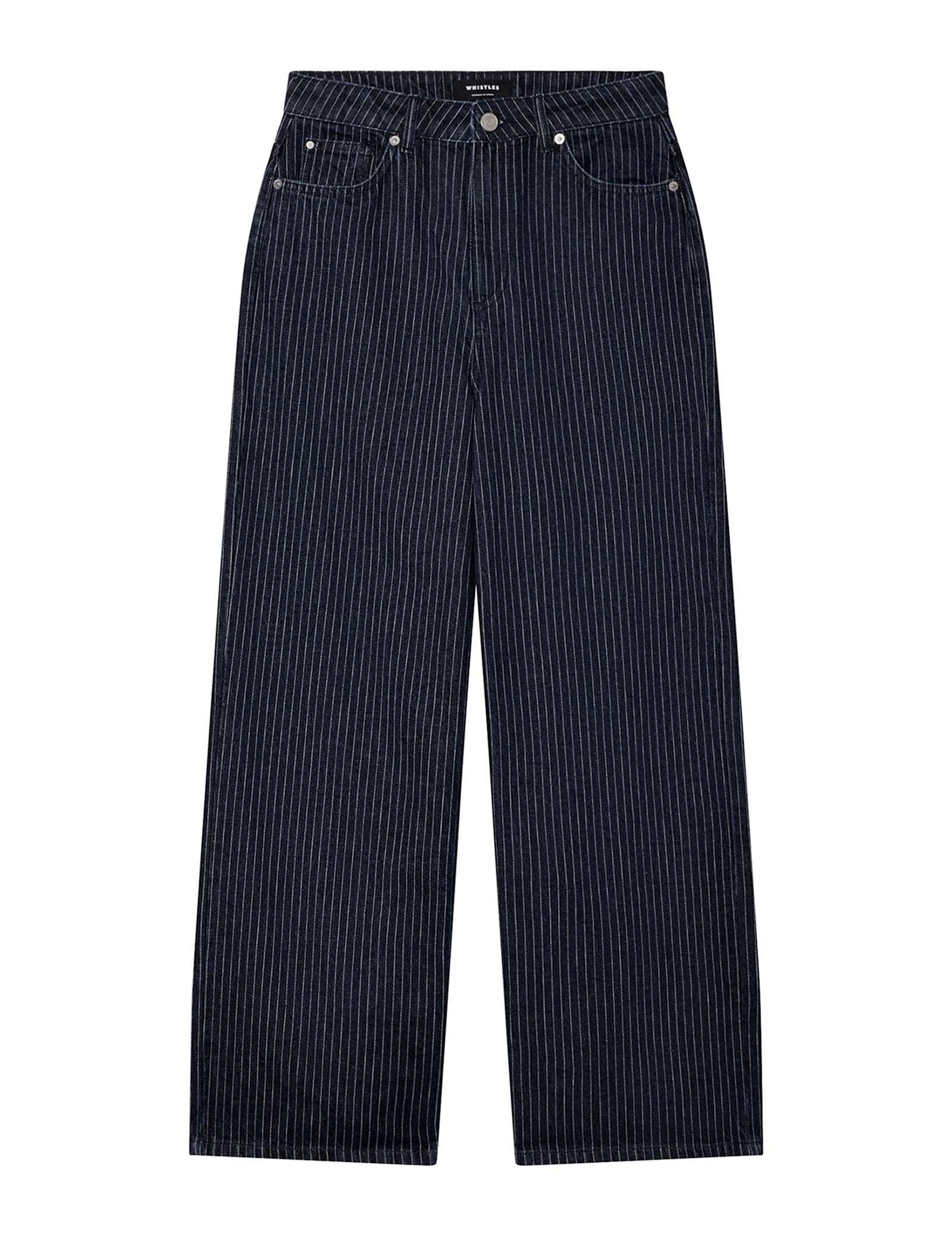 Striped High Waisted Straight Leg Jeans - image 1