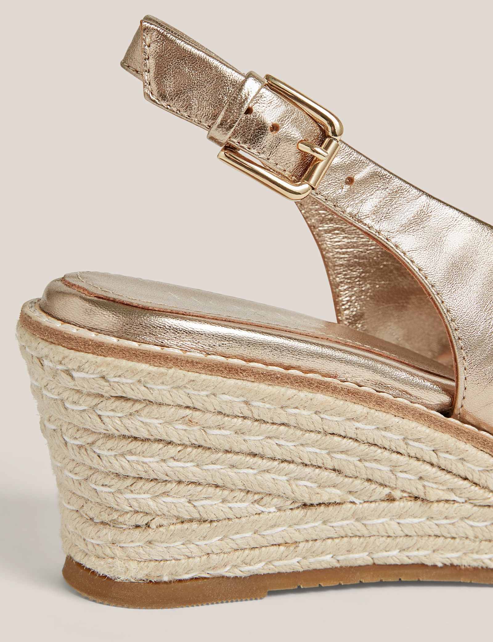 Leather Metallic Wedge Espadrilles - image 4