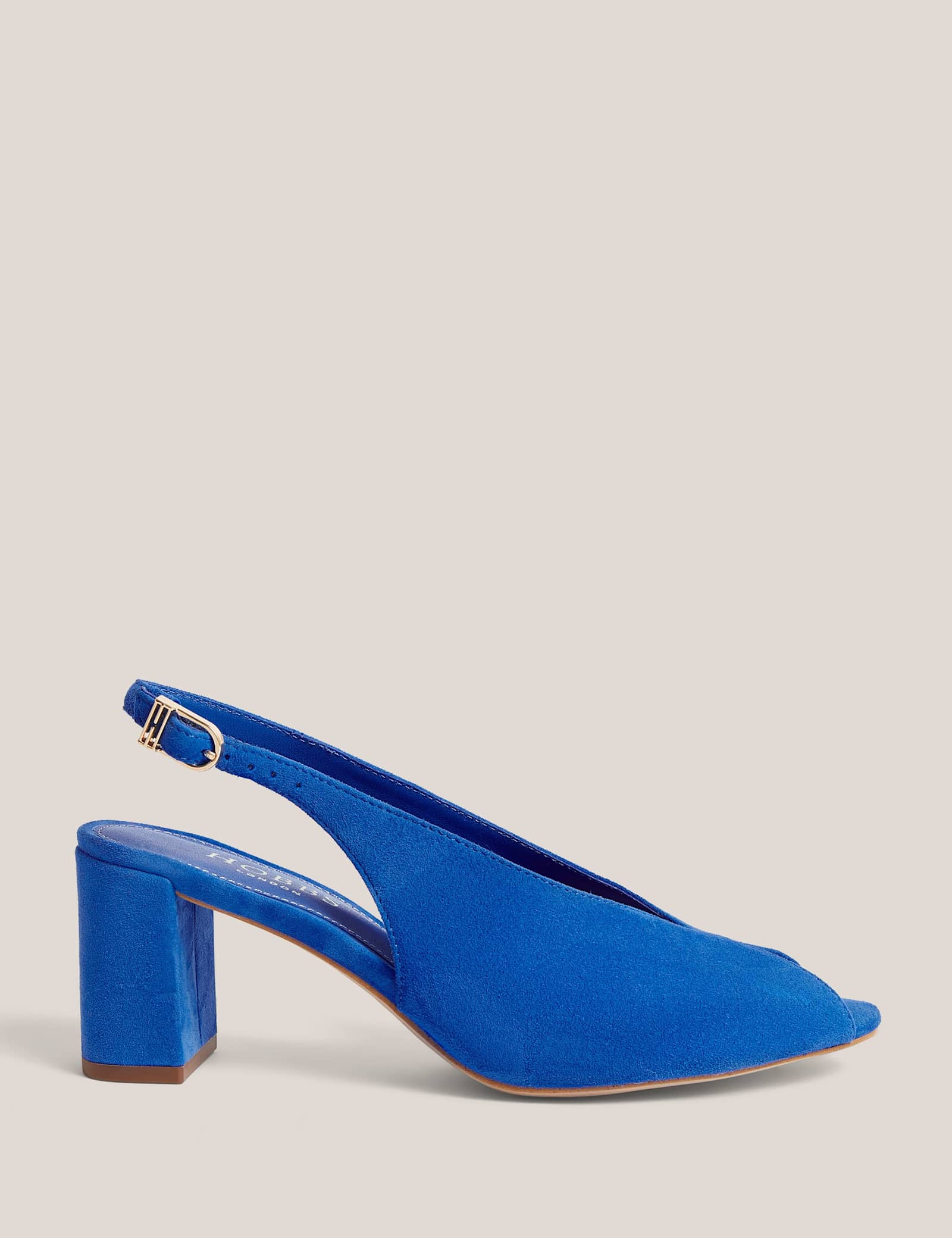 Suede Block Heel Peep Toe Slingback Sandals - image 1