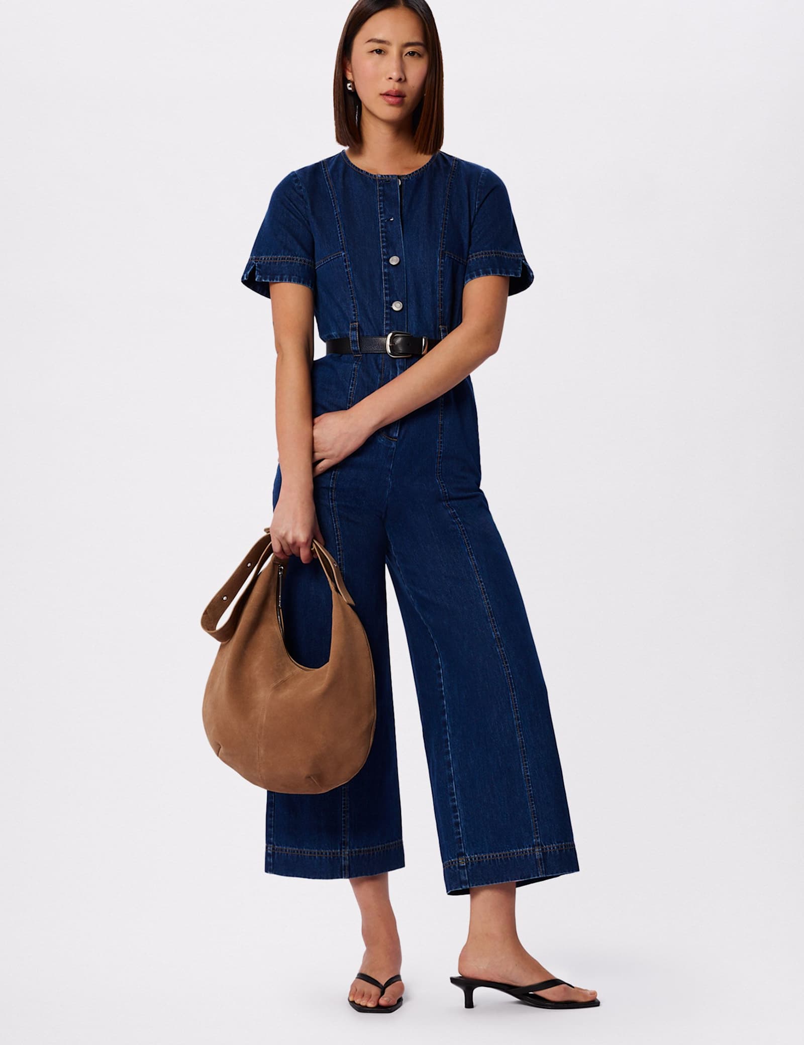 Pure Cotton Button Front Short Sleeve Jumpsuit - image 4