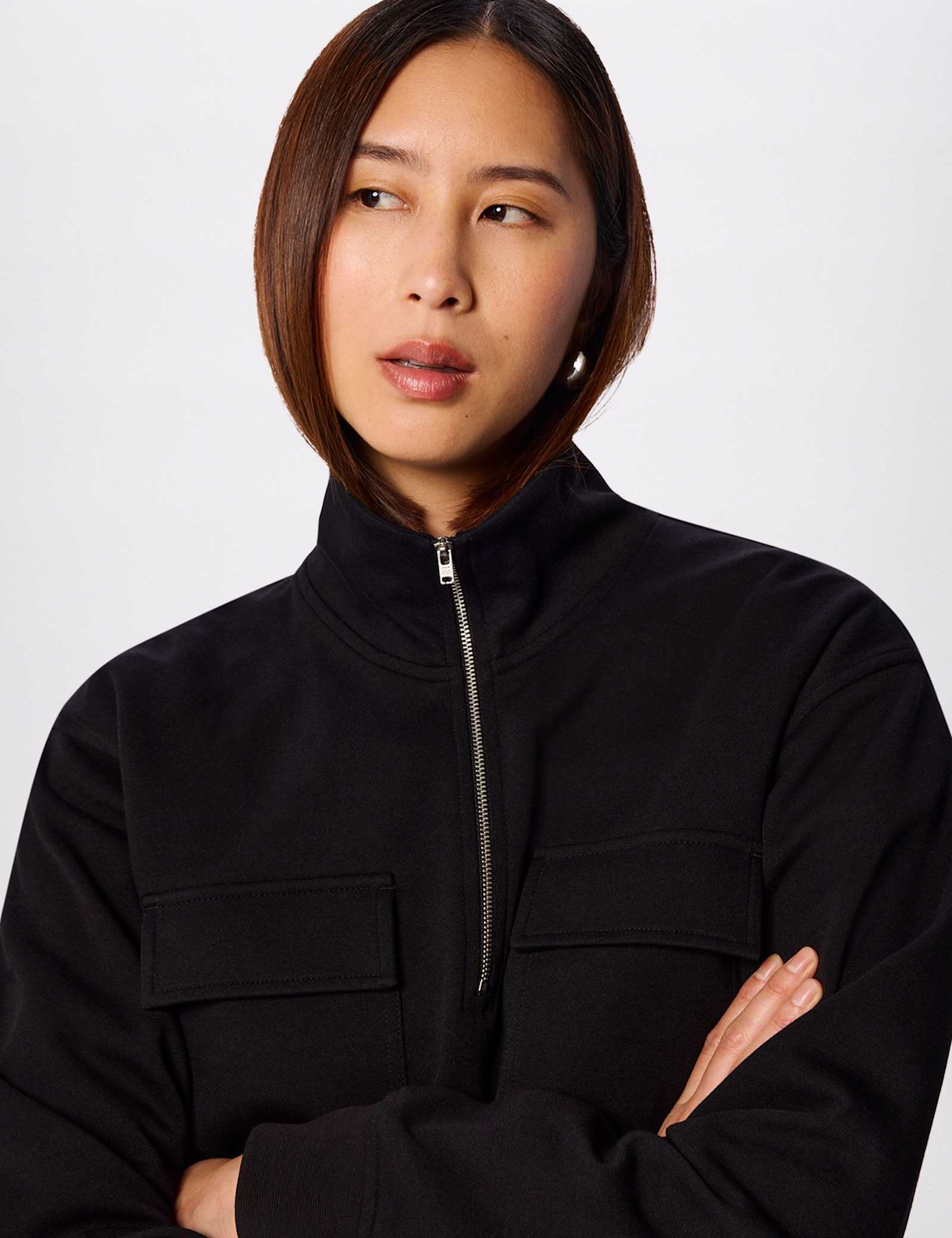 Cotton Rich Funnel Neck Quarter Zip Sweatshirt - image 4