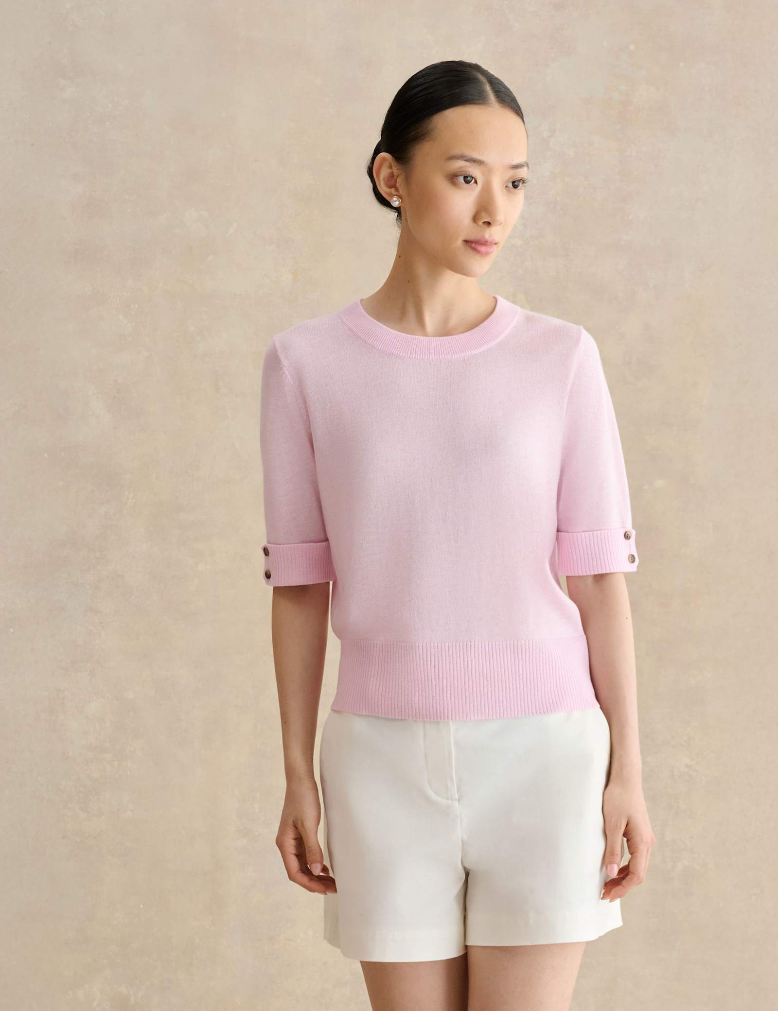 Knitted Crew Neck Top with Merino Wool - image 2