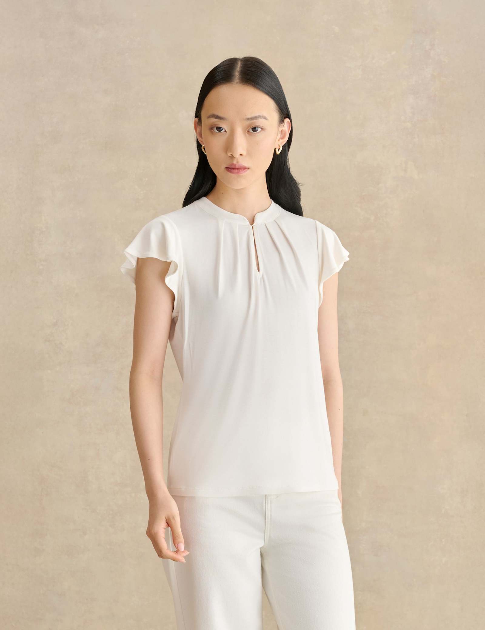 Notch Neck Angel Sleeve Top - image 2