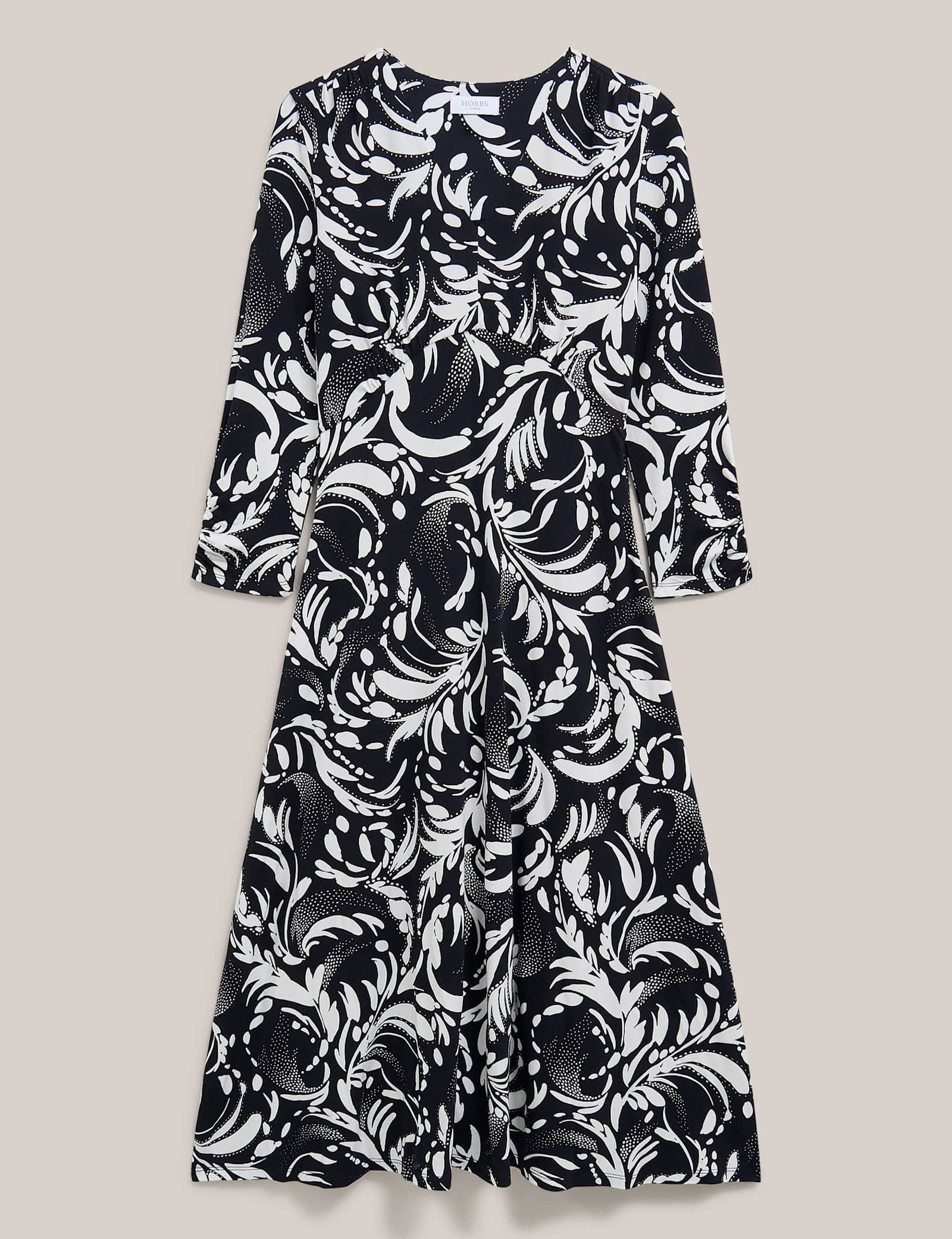 Printed V-Neck Midi Waisted Dress - image 1