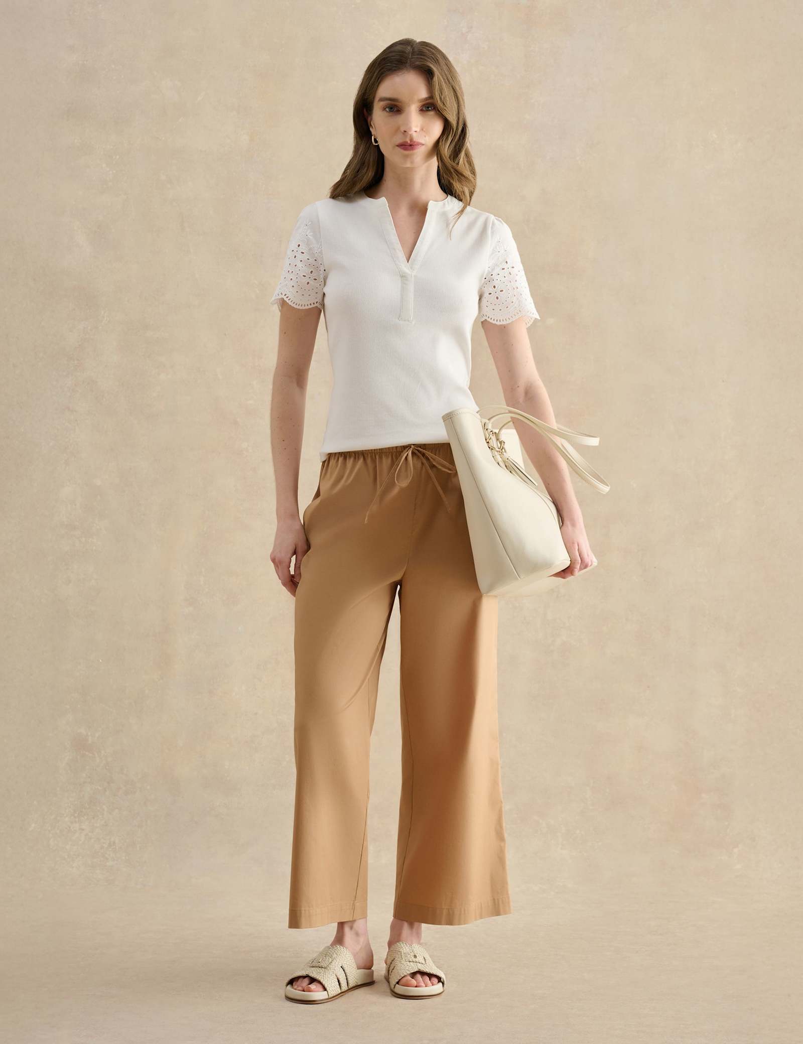 Cotton Rich Broderie Notch Neck Top - image 4