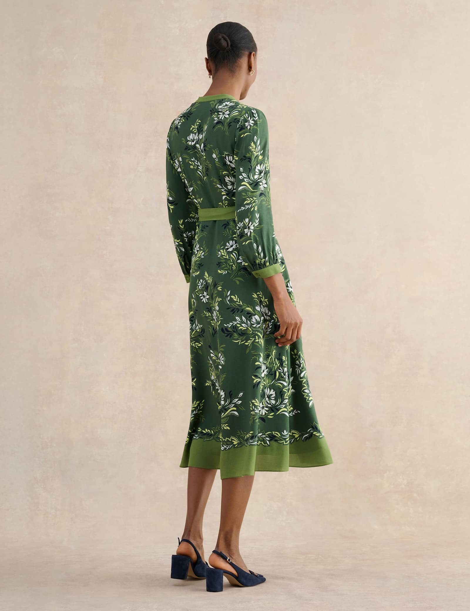 Floral V-Neck Midi Waisted Dress - image 4