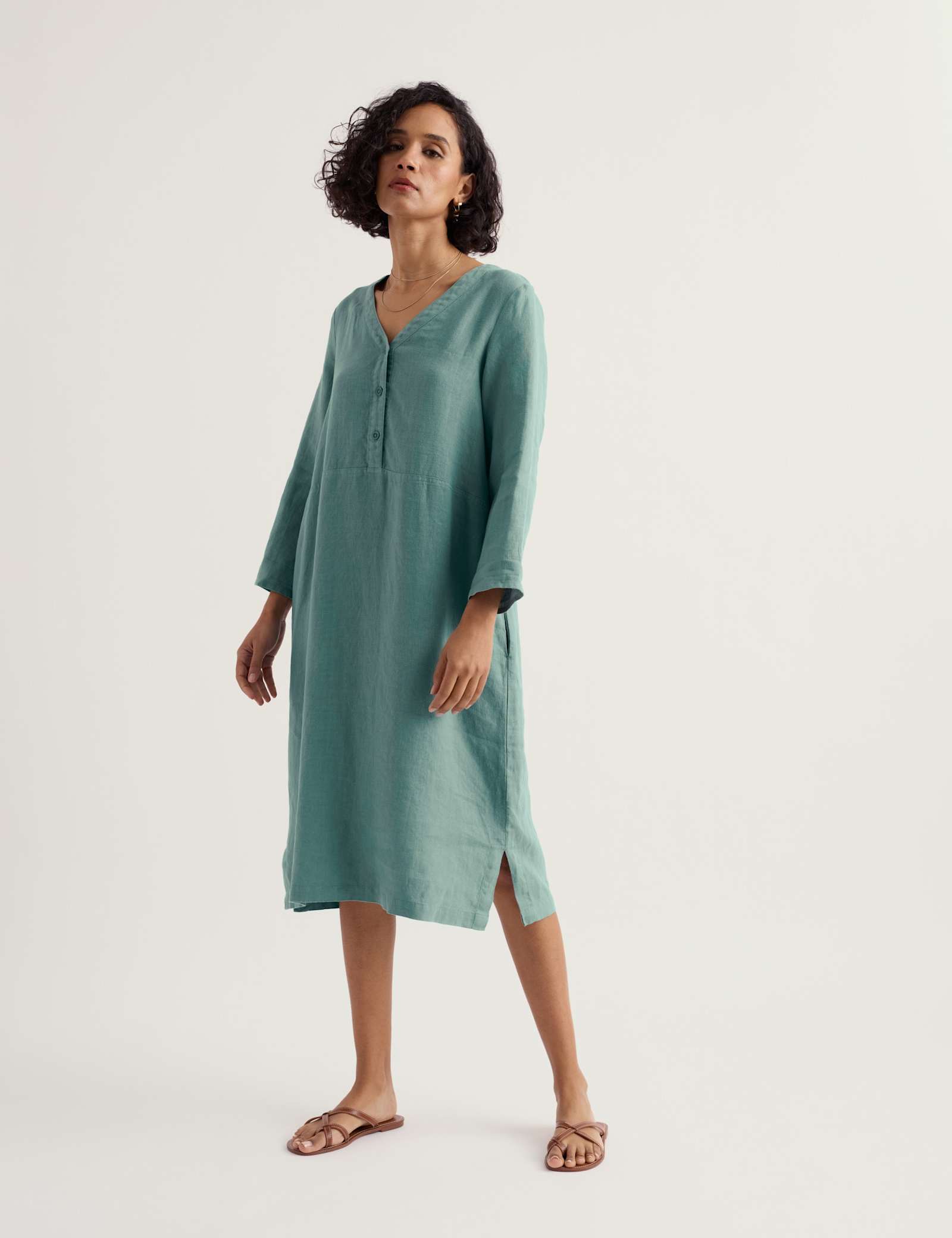 Pure Linen Midi Shift Dress - image 2