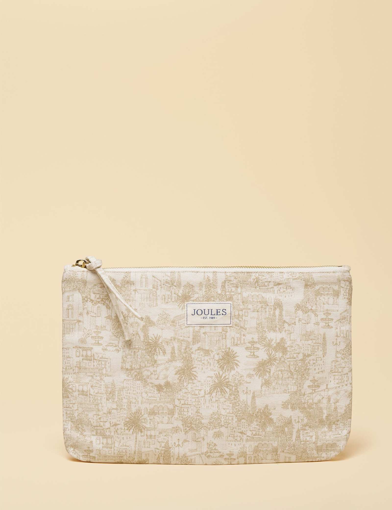 Pure Cotton Toile Print Zip Pouch - image 1