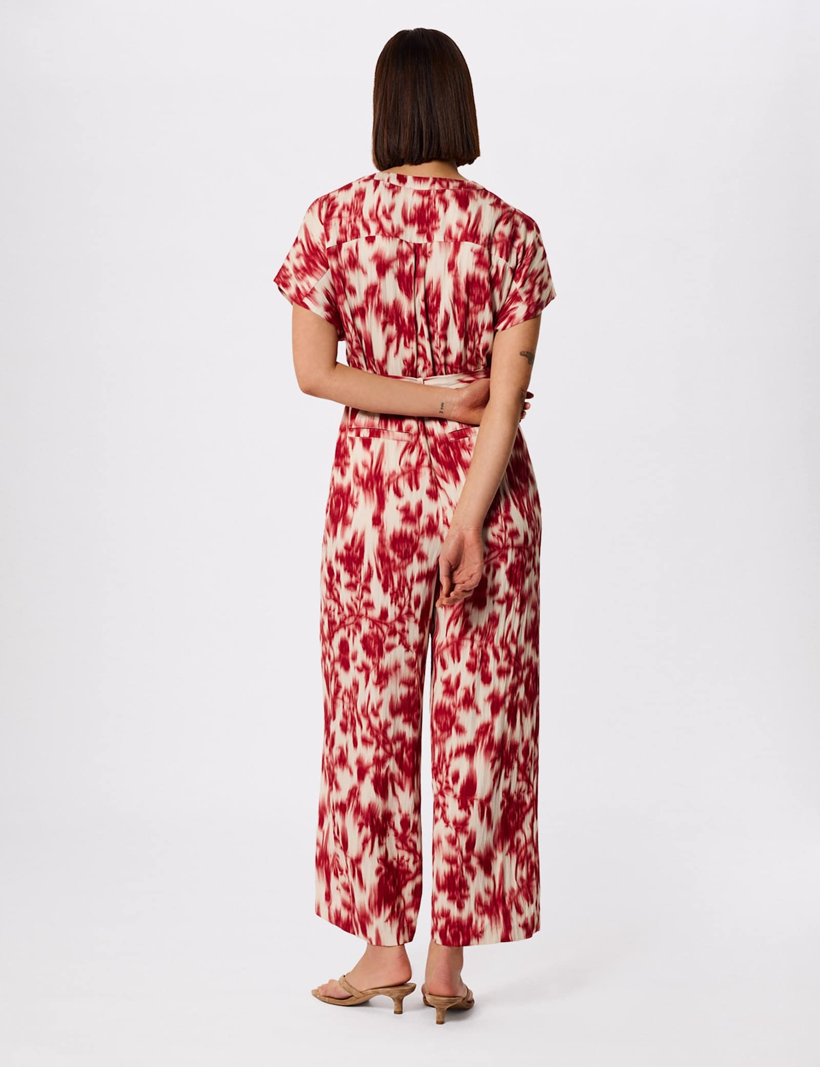 Floral V-Neck Belted Short Sleeve Jumpsuit - image 4