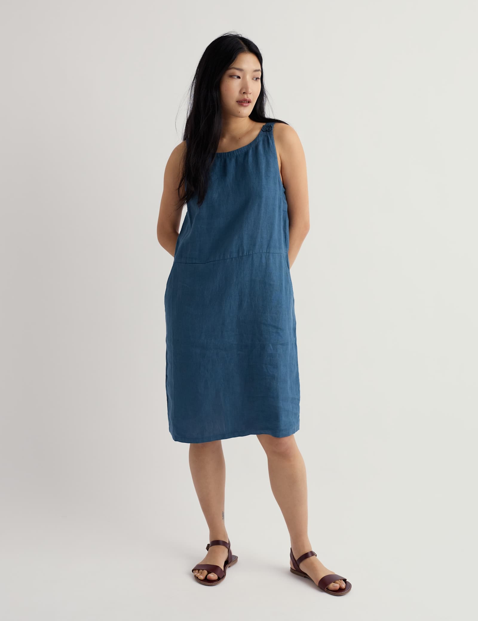 Pure Linen Knee Length Shift Dress - image 2