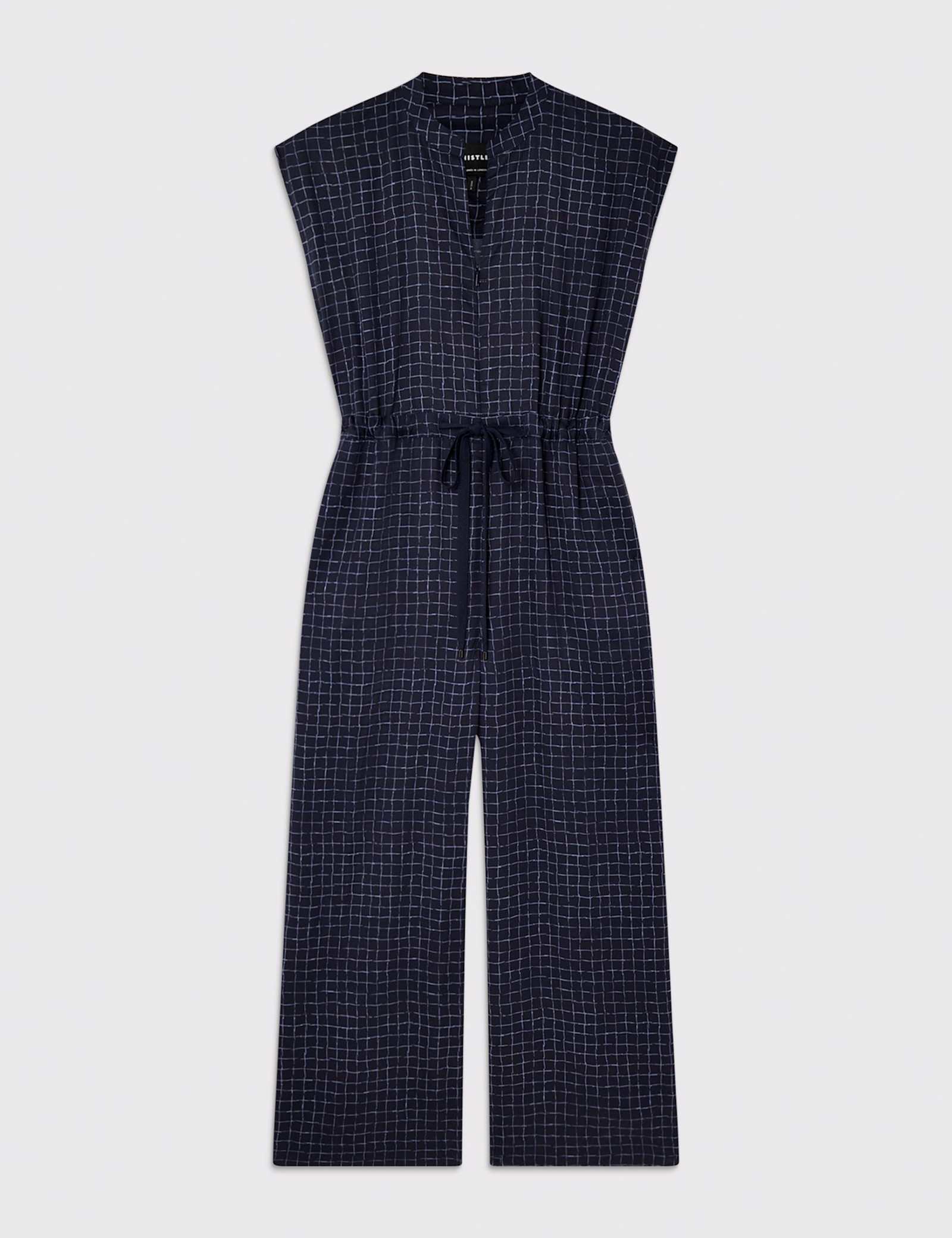 Pure Lyocell Checked Sleeveless Jumpsuit - image 1