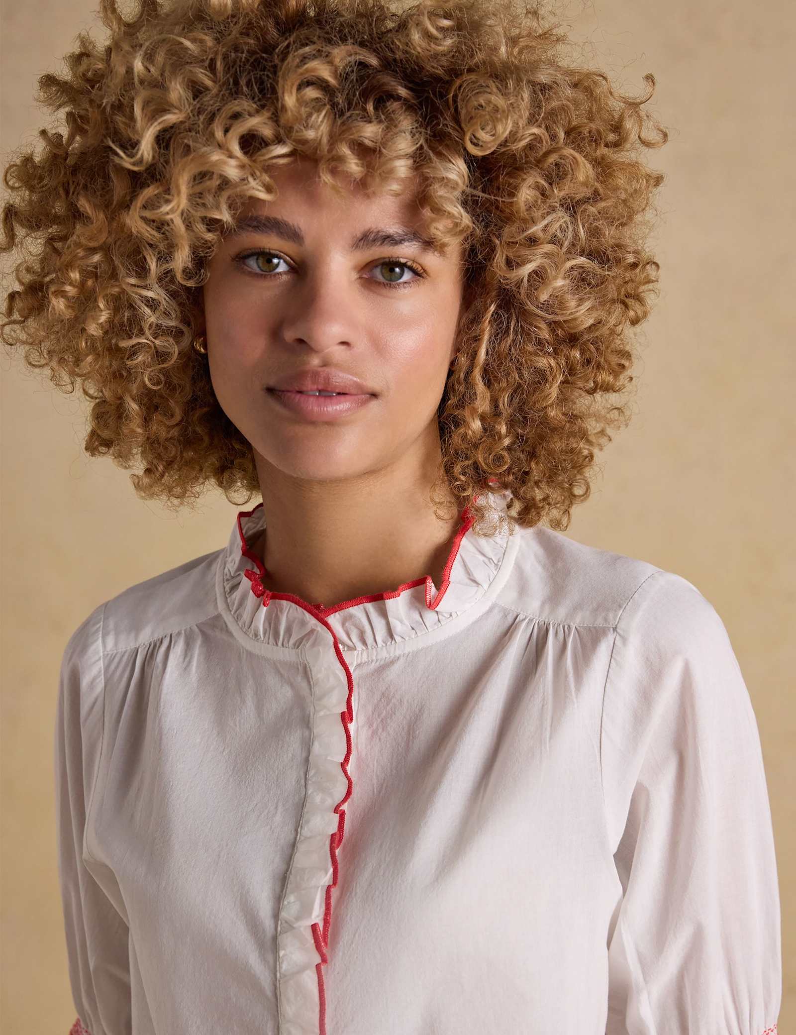 Pure Cotton High Neck Button Through Blouse - image 3