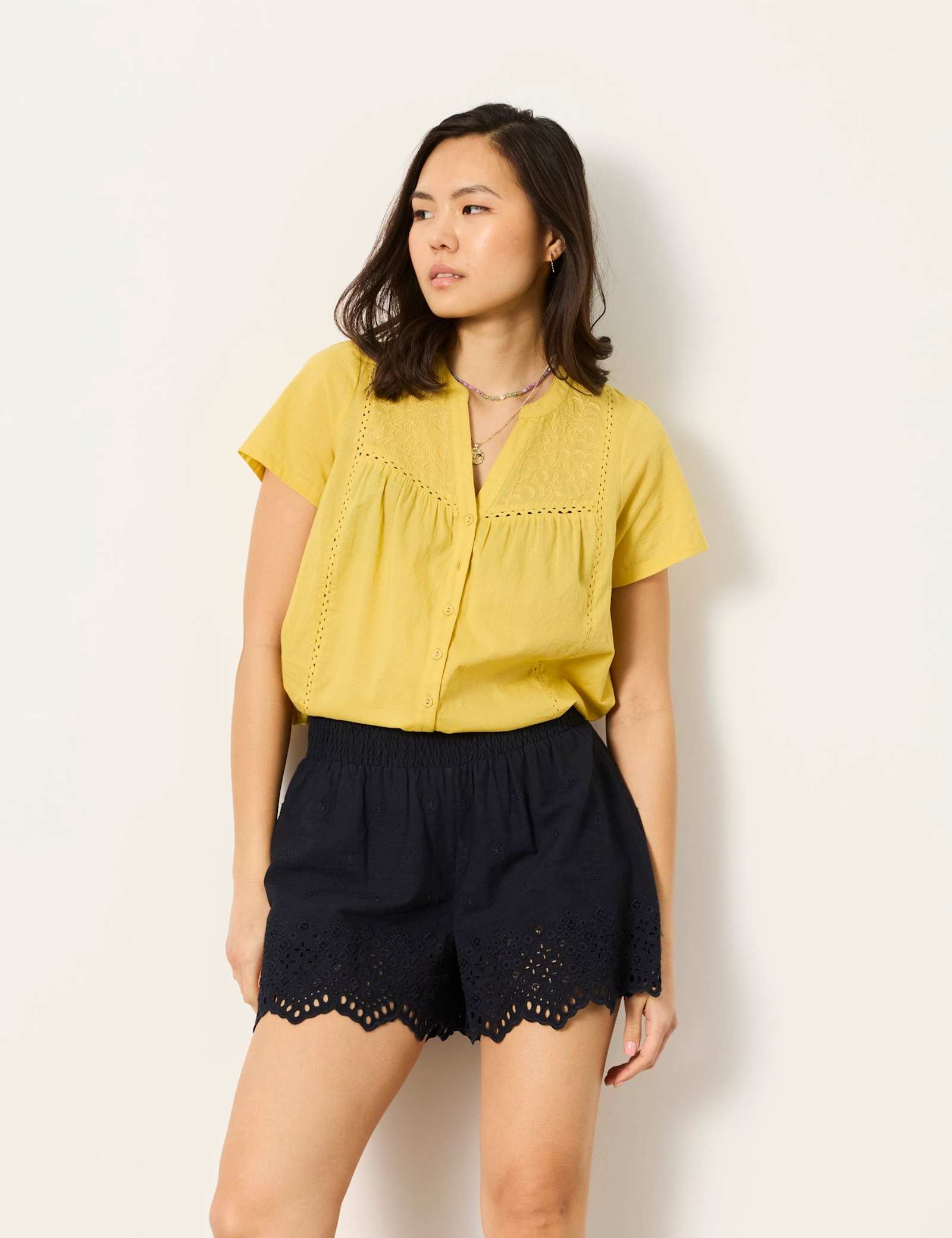 Pure Cotton Embroidered V-Neck Blouse - image 2