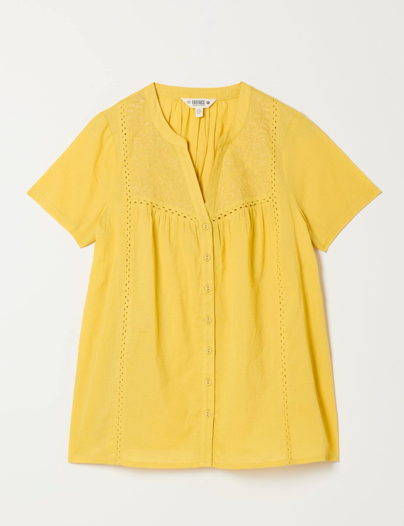 Pure Cotton Embroidered V-Neck Blouse - image 1