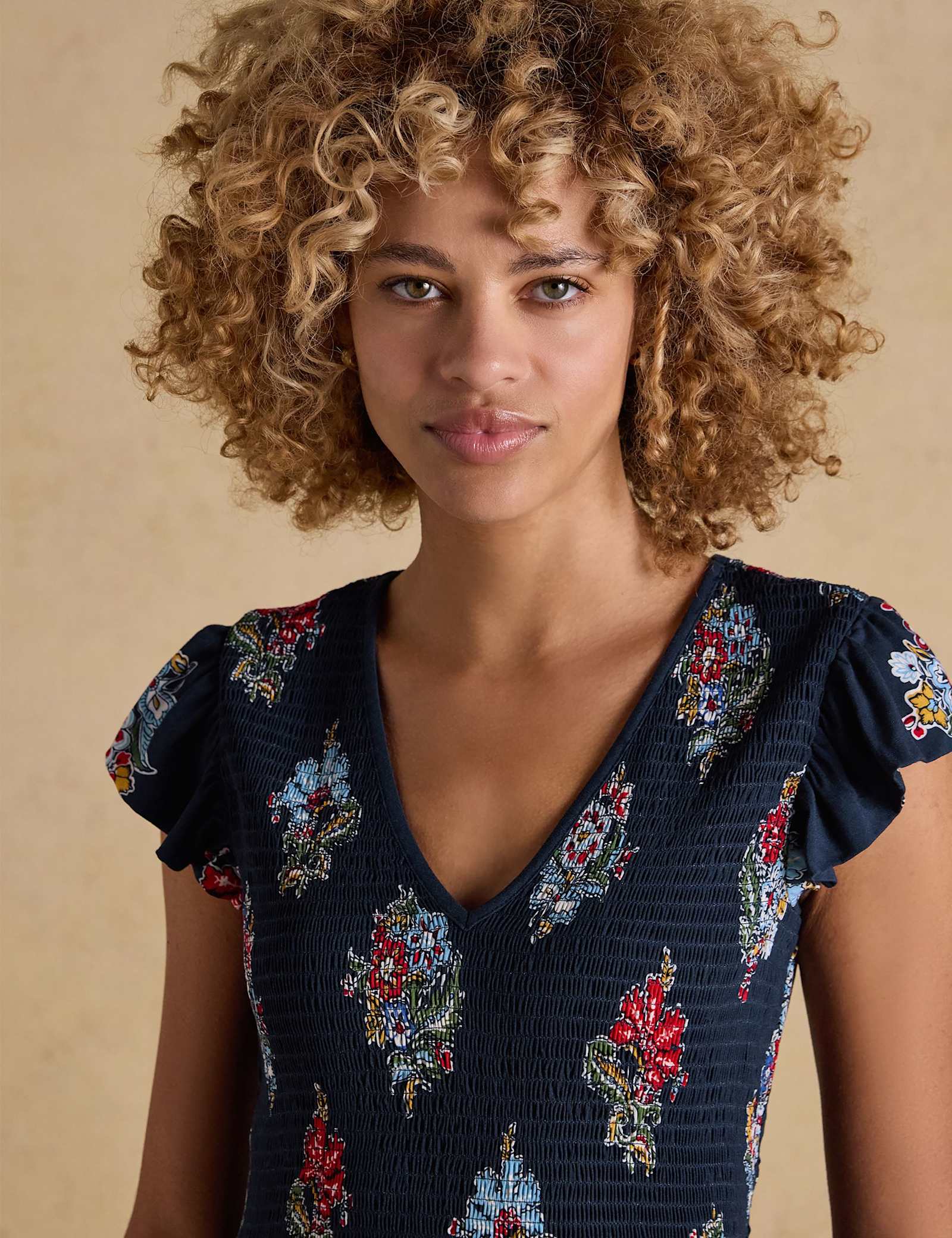 Floral V-Neck Maxi Shirred Dress - image 5