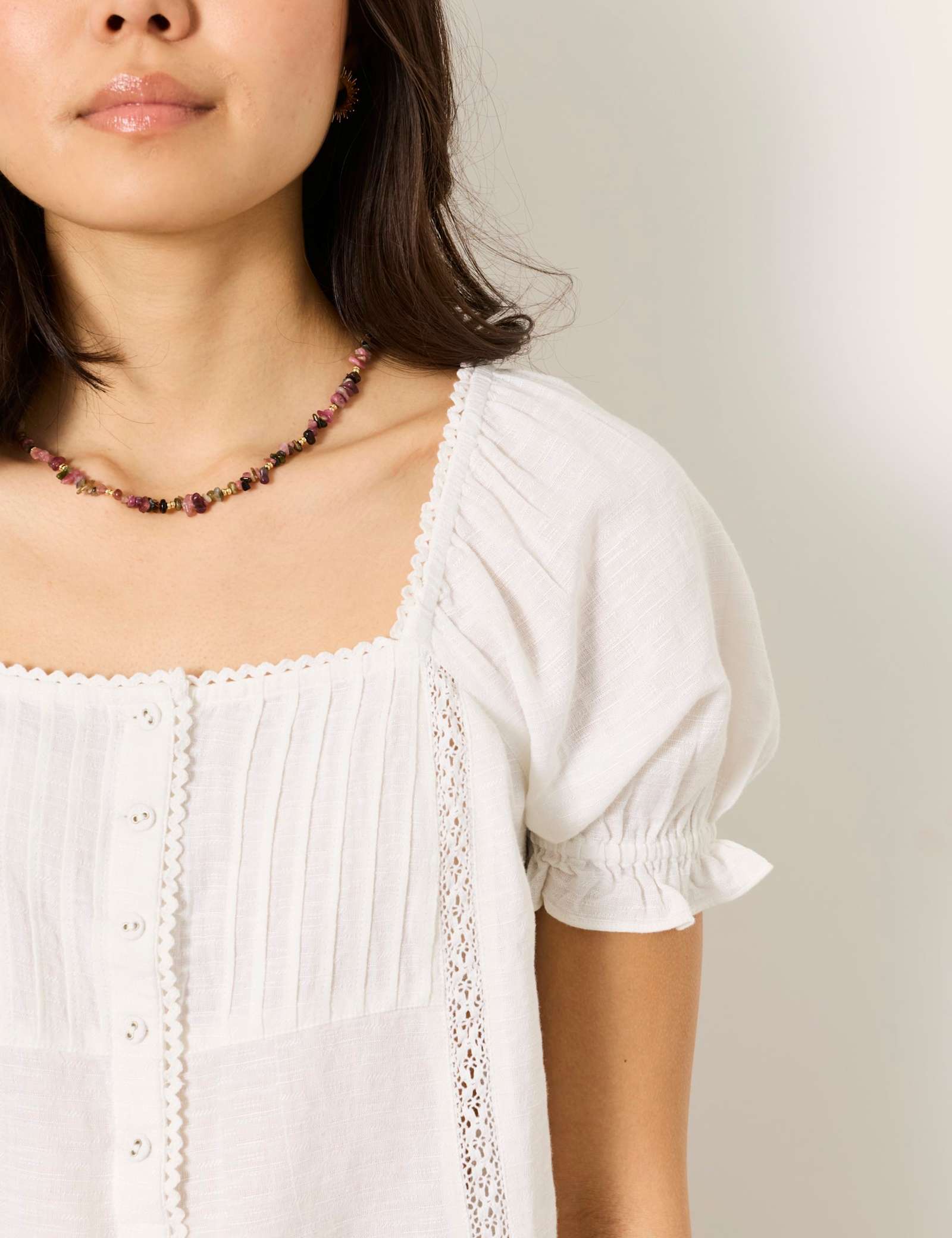Cotton Blend Textured Blouse with Linen - image 5