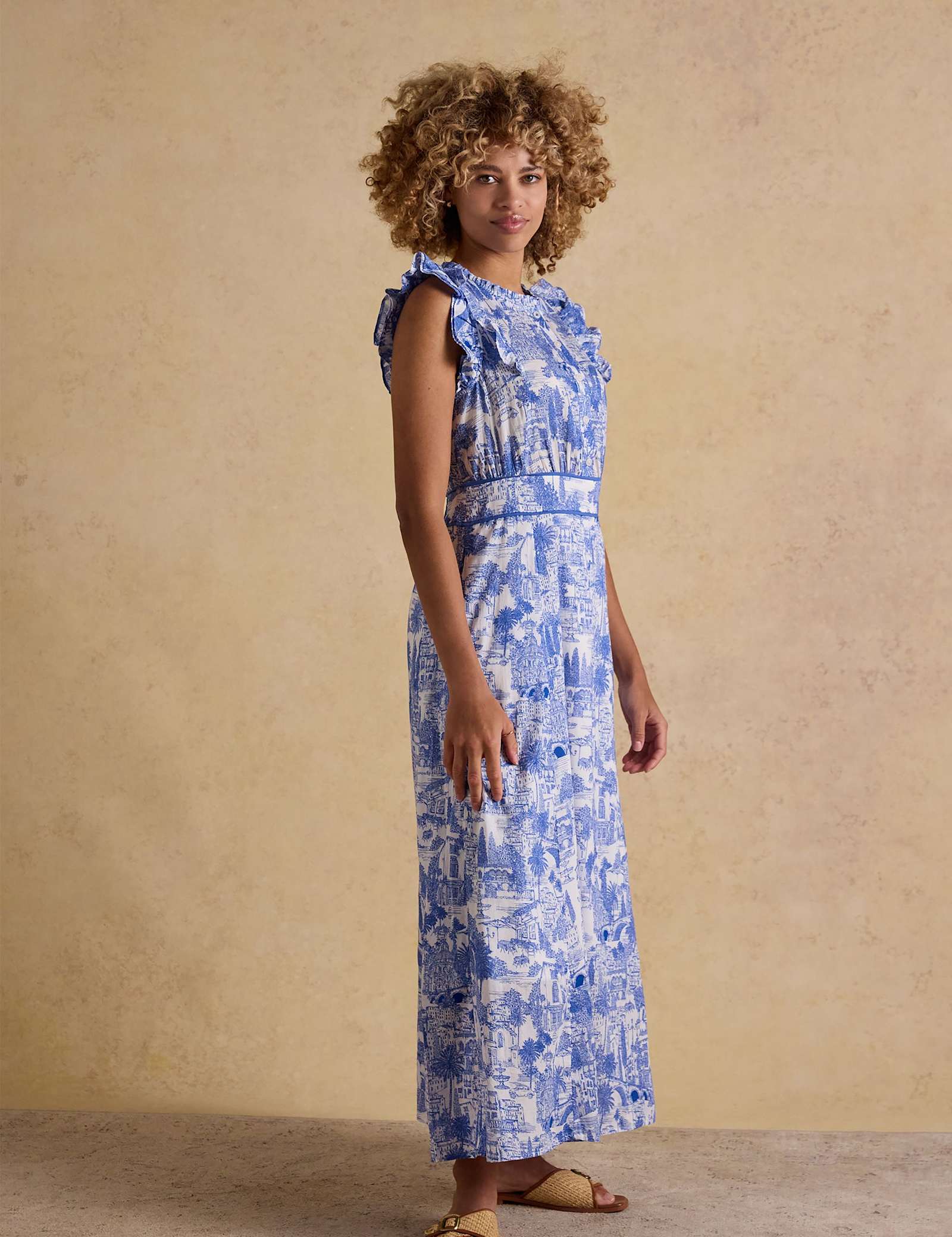 Pure Cotton Printed Midaxi Waisted Dress - image 4