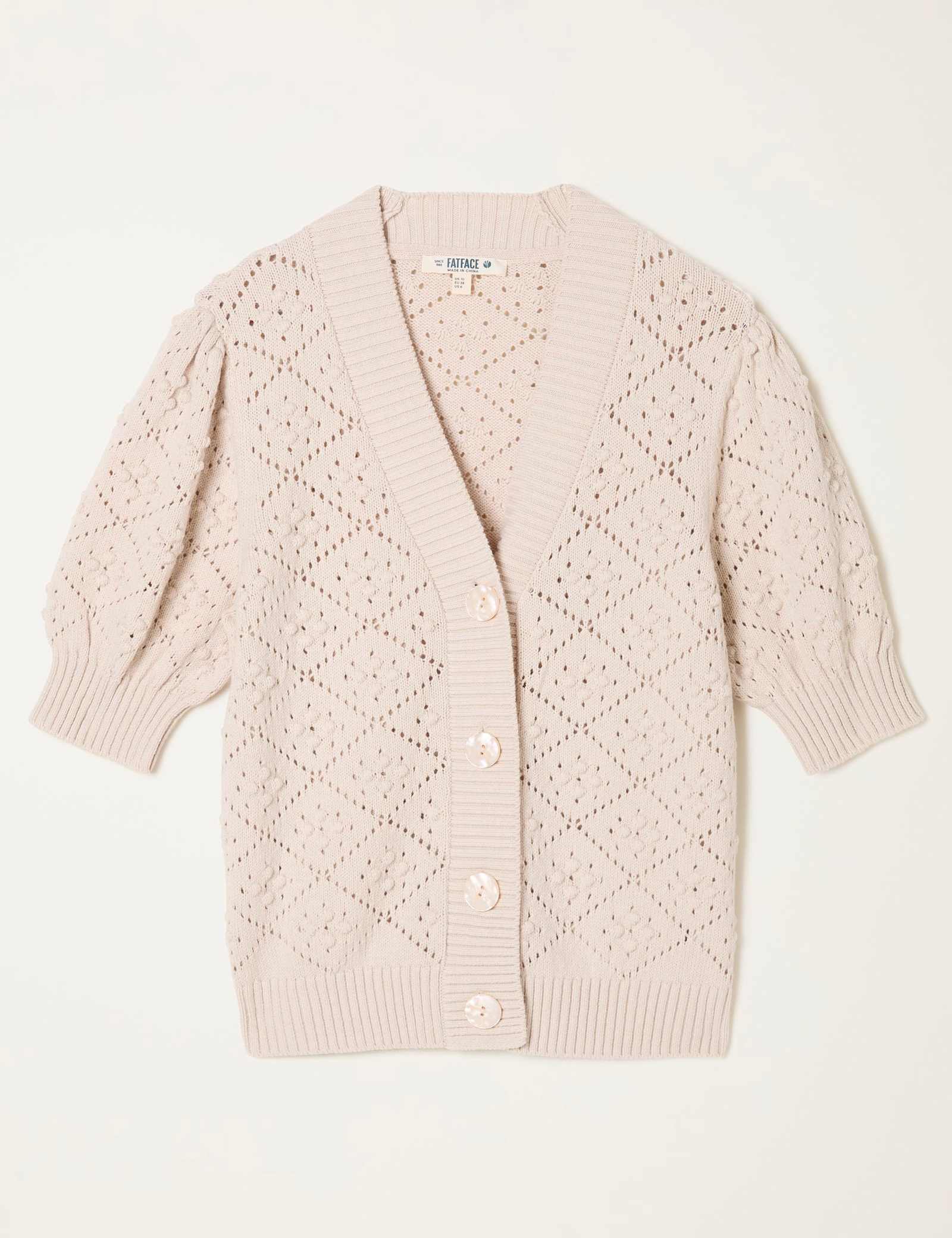 Cotton Rich Pointelle V-Neck Cardigan - image 1