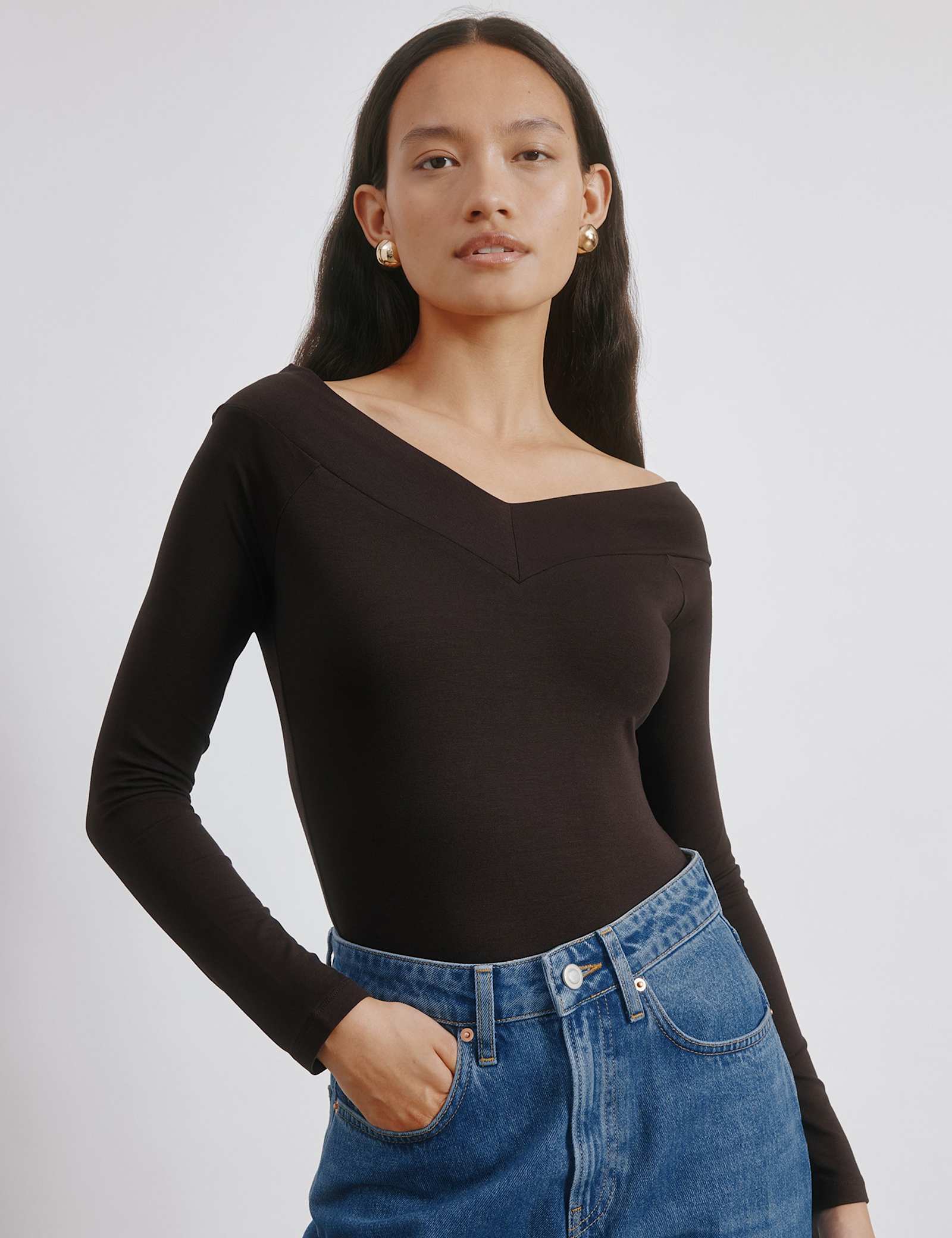 V-Neck Bardot Top - image 2