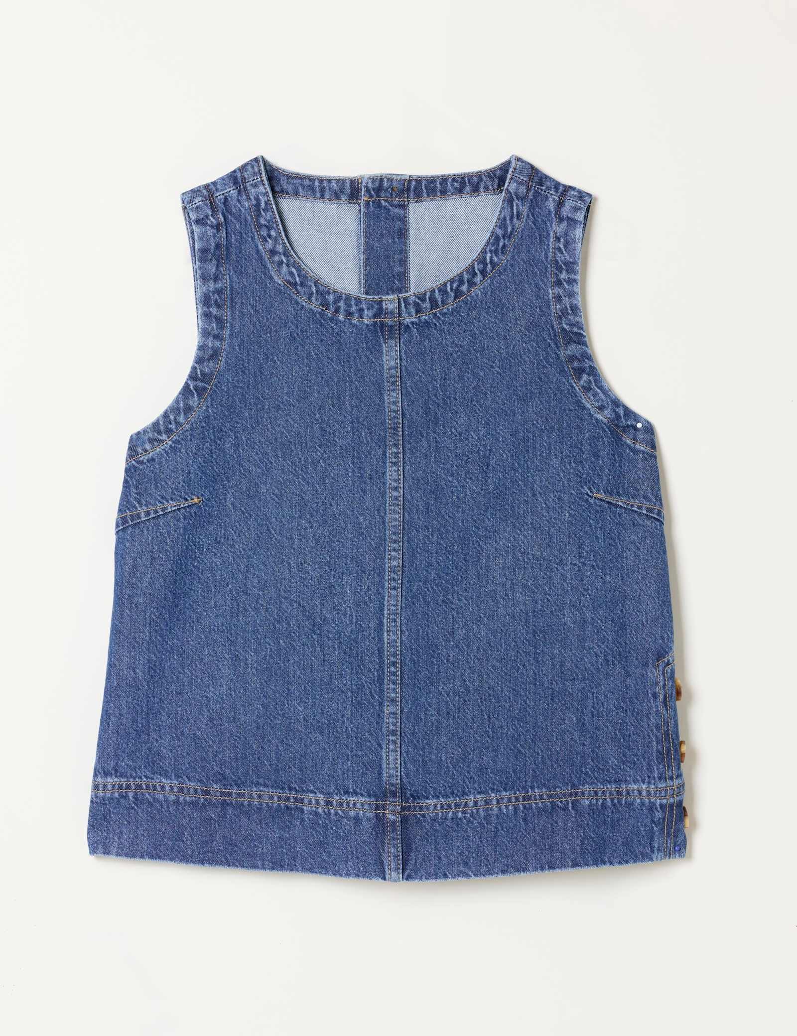 Denim Button Detail Vest - image 1