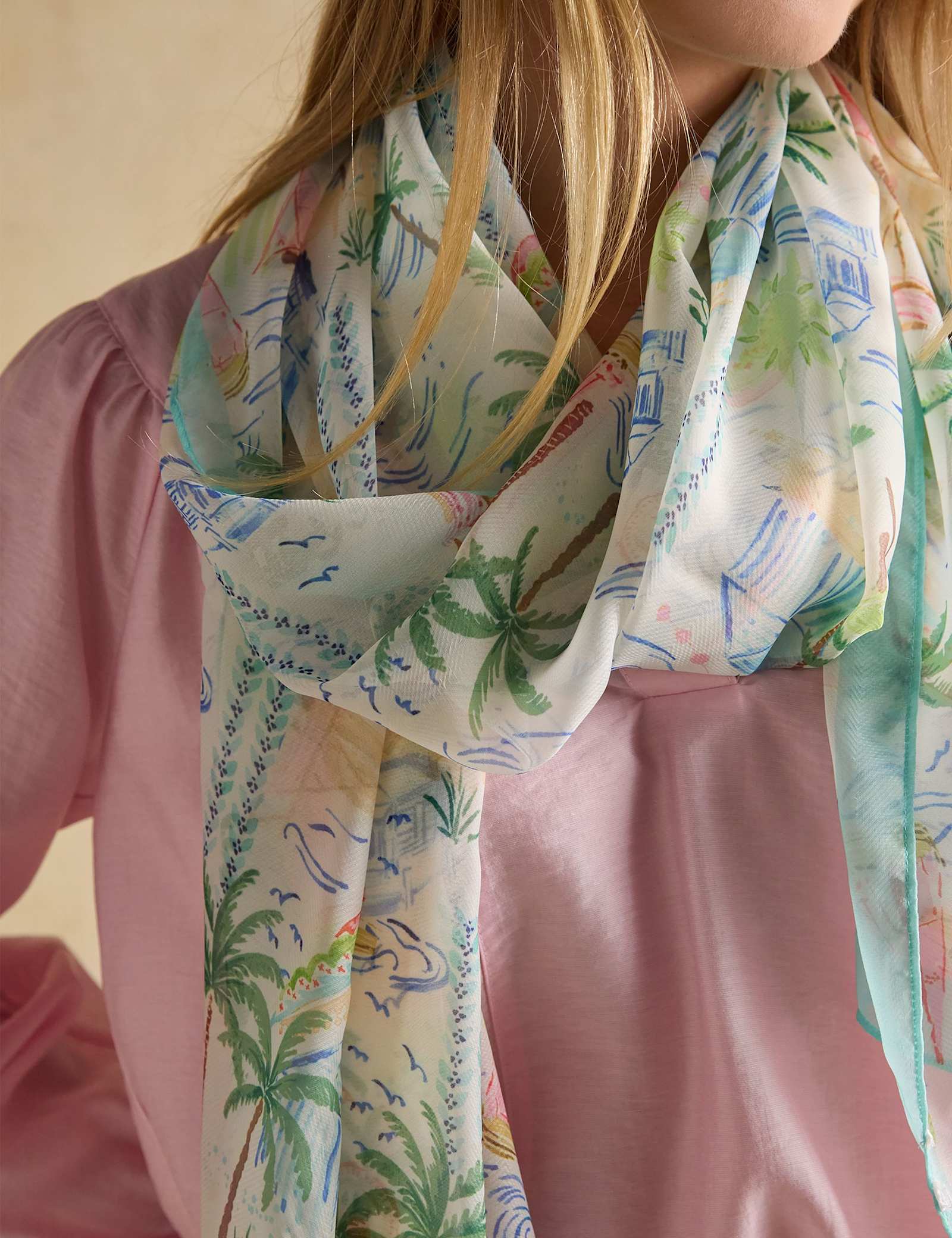 Palm Print Lightweight Rectangle Scarf - image 4