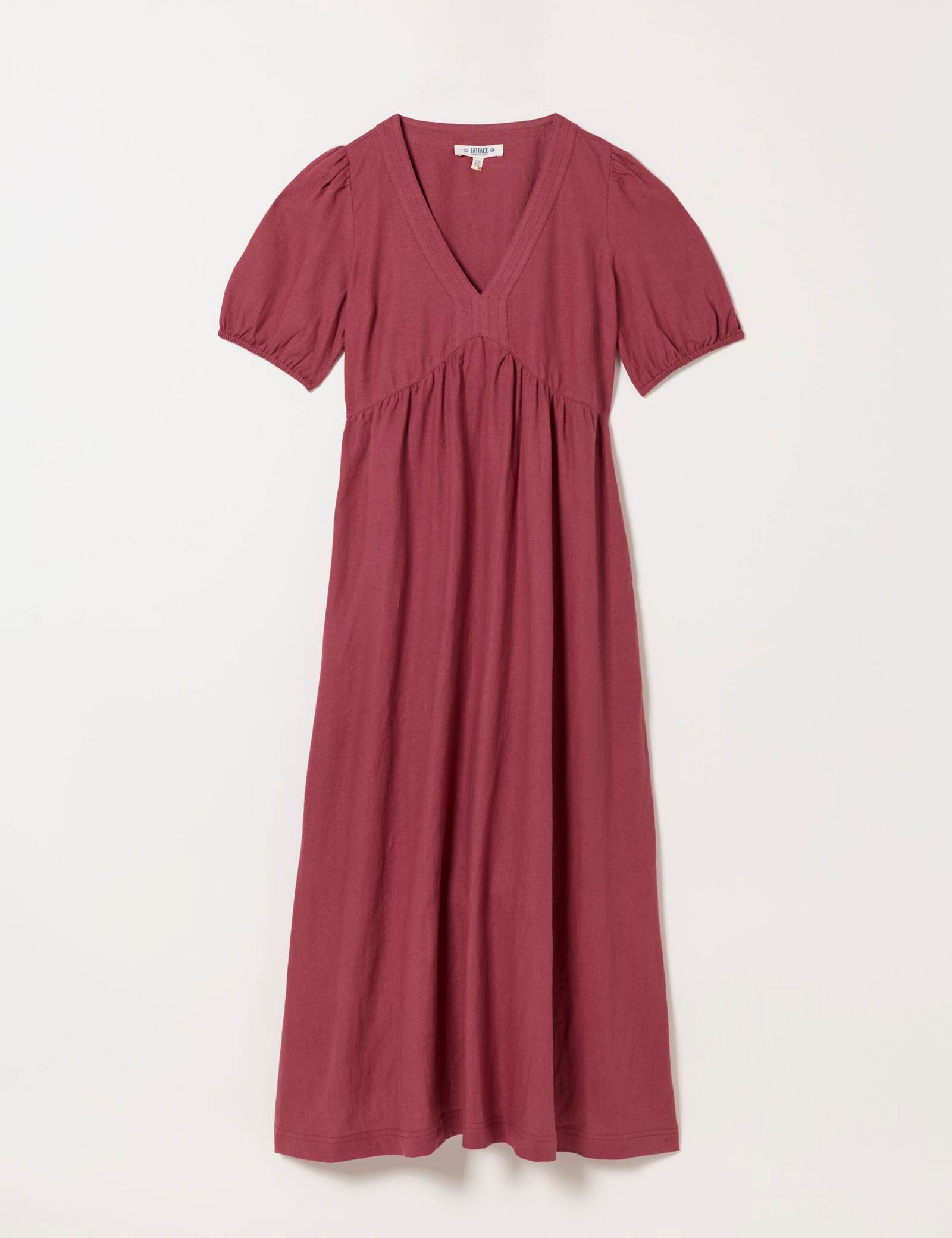 Linen Rich V-Neck Midi Waisted Dress - image 2