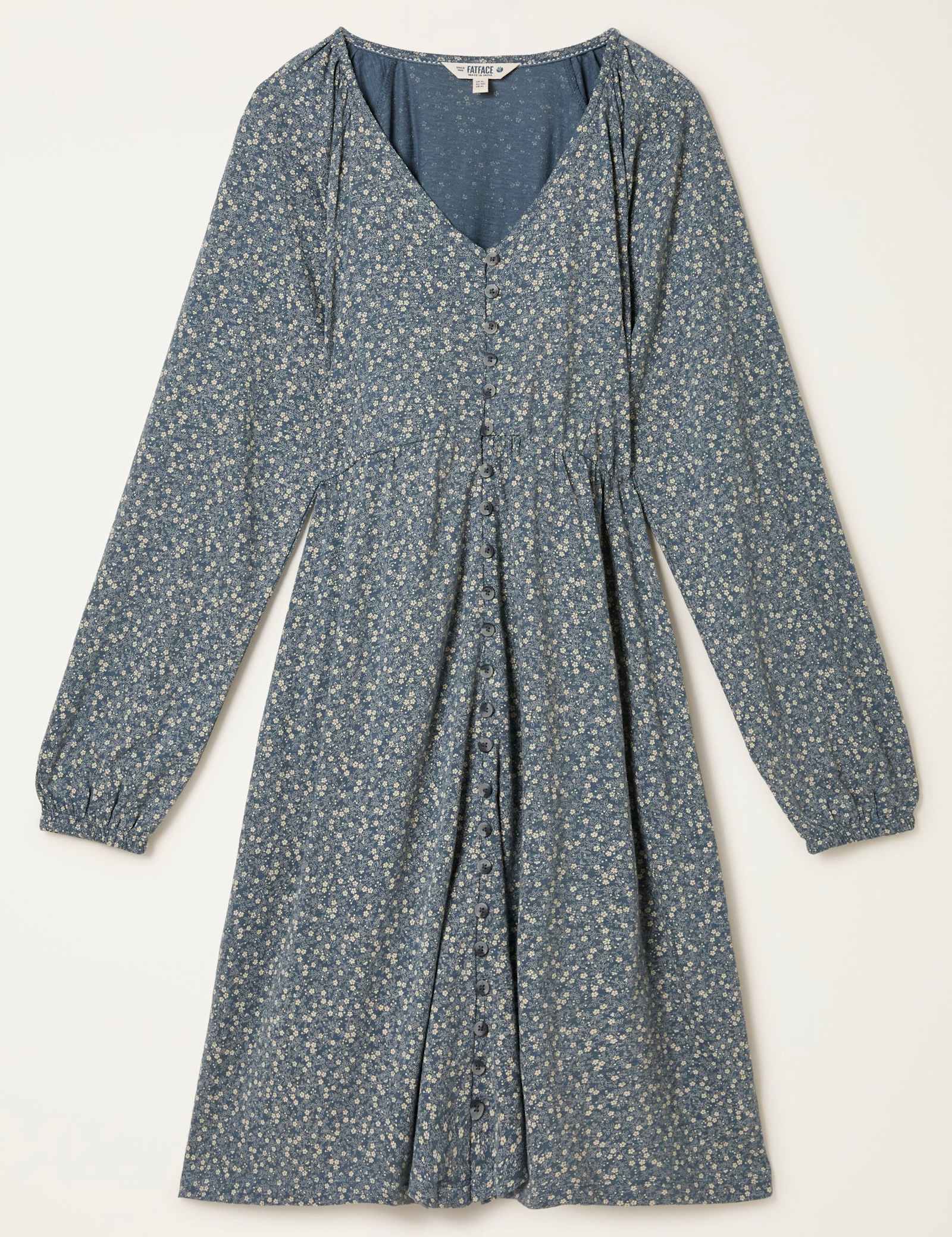 Cotton Rich Floral V-Neck Mini Tea Dress - image 1