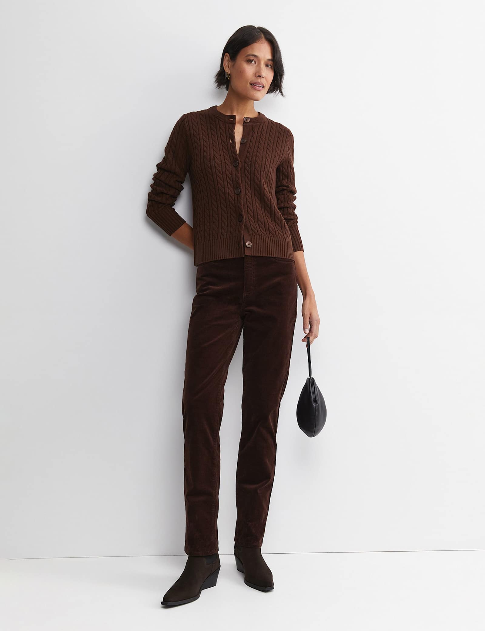 Merino Wool Blend Cable Knit Striped Cardigan - image 4