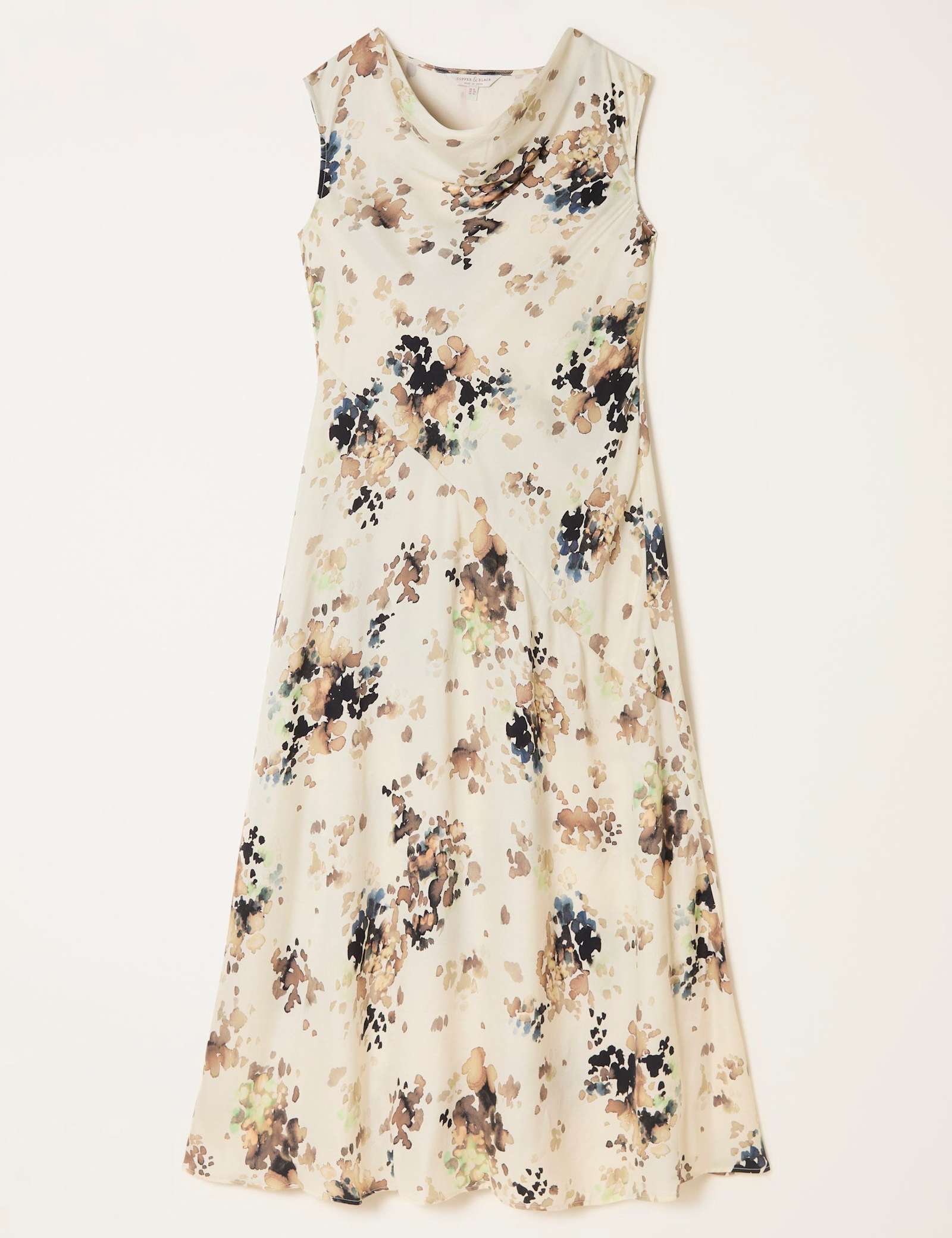 Floral Cowl Neck Midi Skater Dress - image 1