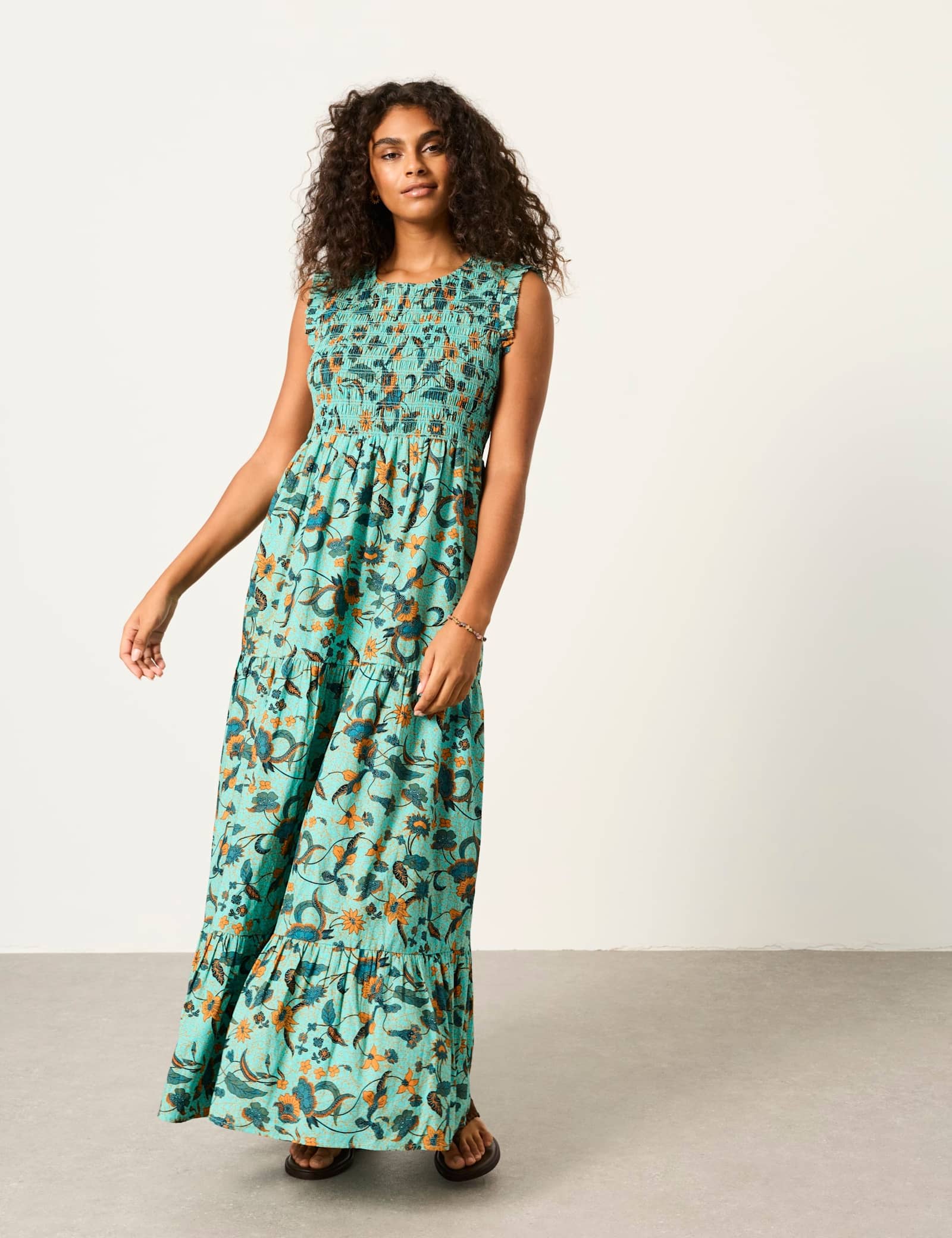 Pure Cotton Floral Maxi Tiered Dress - image 2