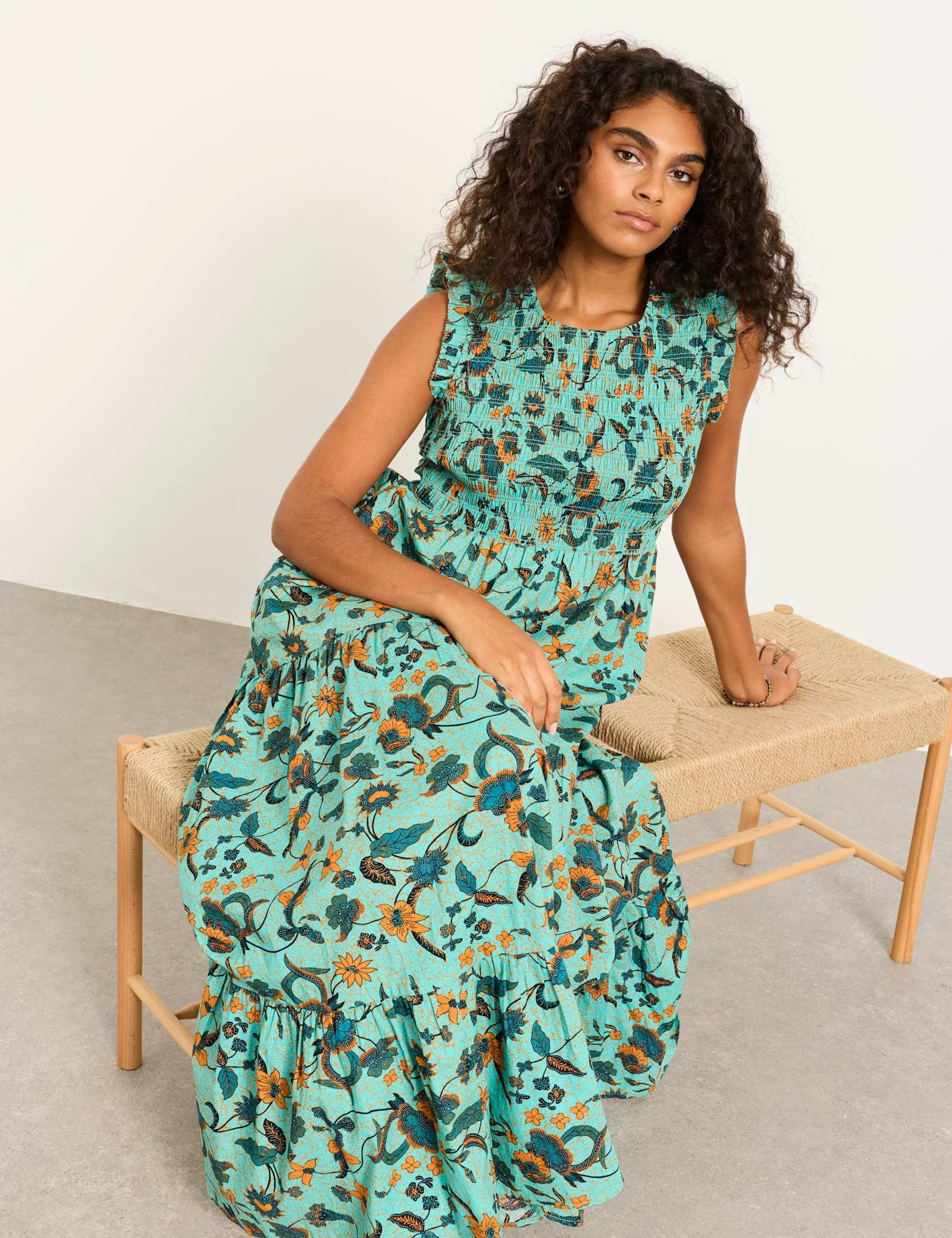 Pure Cotton Floral Maxi Tiered Dress - image 4