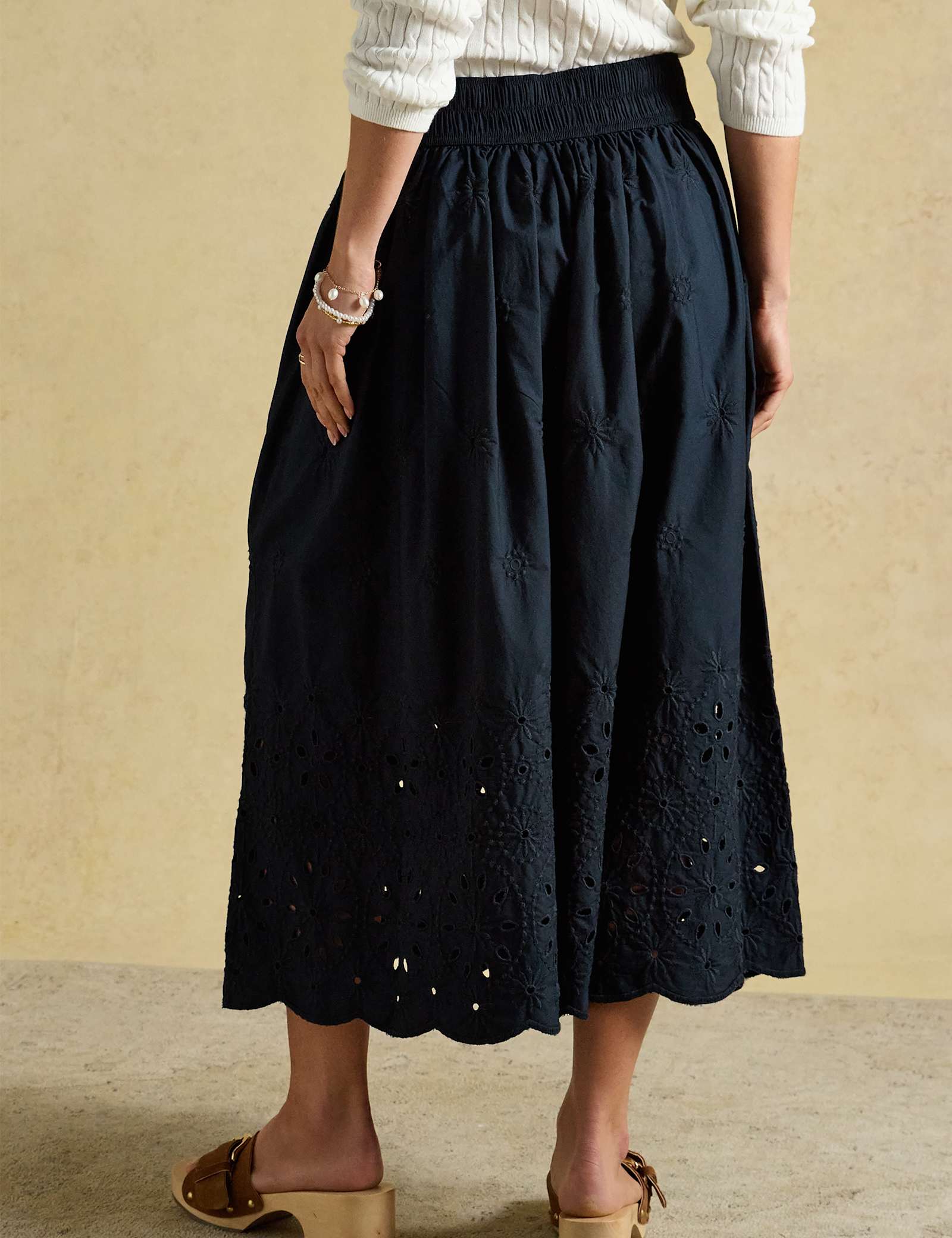 Pure Cotton Broderie Wide Leg Trousers - image 3