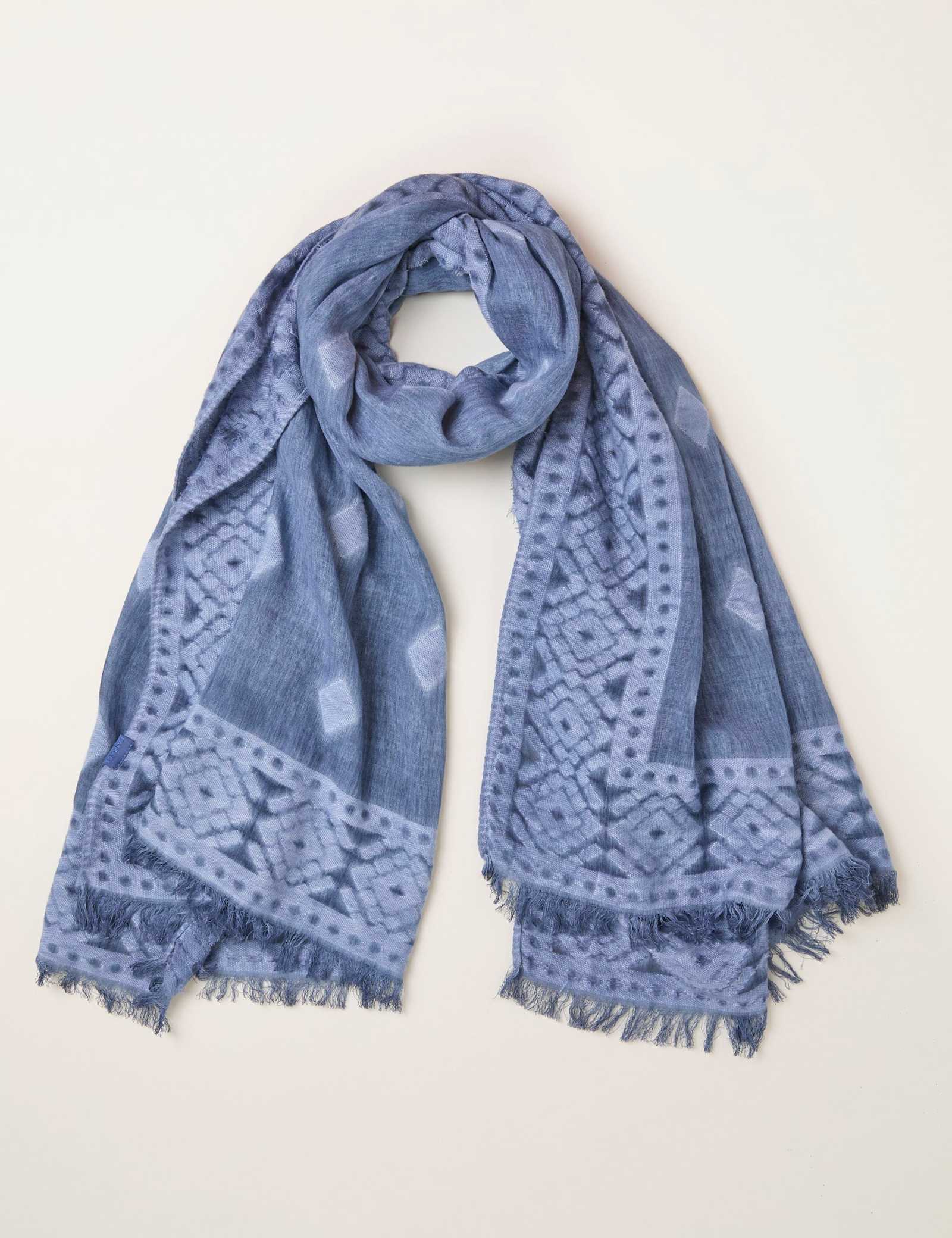 Cotton Rich Jacquard Geometric Fringed Scarf - image 2